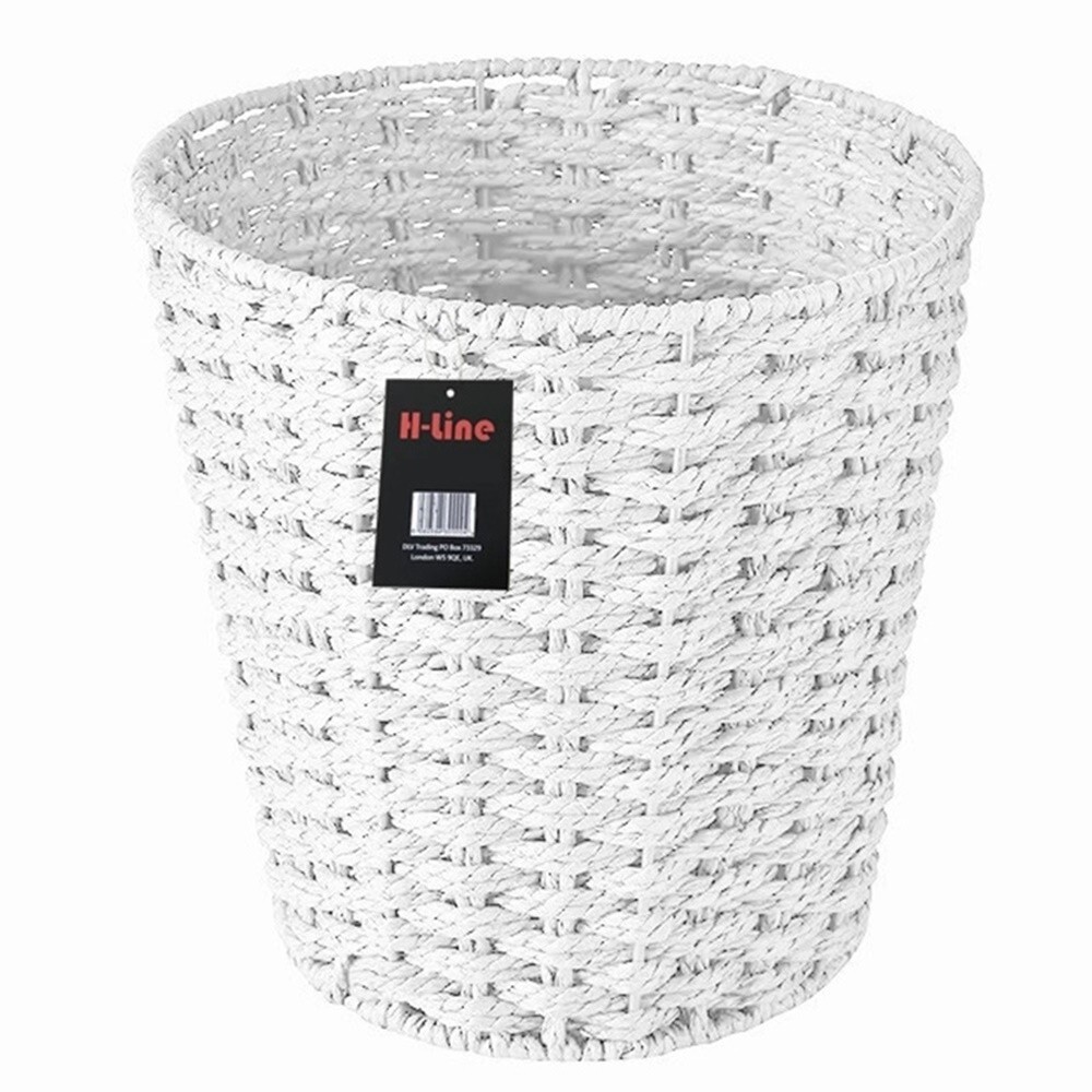 WHITE PAPER ROPE BASKET BIN STORAGE WASTE PAPER RUBBISH BIN BEDROOM OFFICE