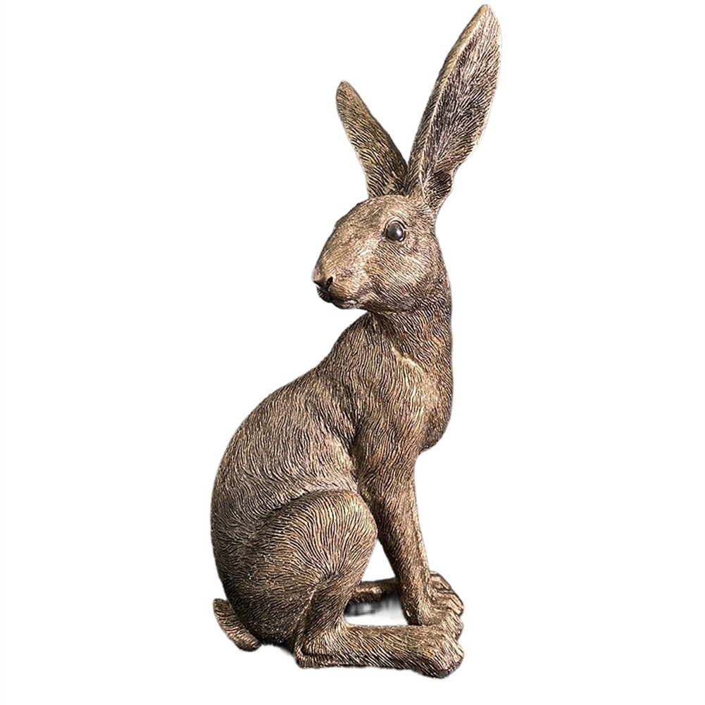 Gold Hare Ornament, Sitting Hare Antique Finish, Brass/Bronze Antique 4697