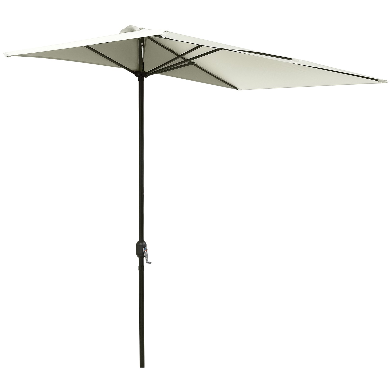 Outsunny 2.3m Garden Balcony Half Round Umbrella Metal Parasol Umbrella Beige