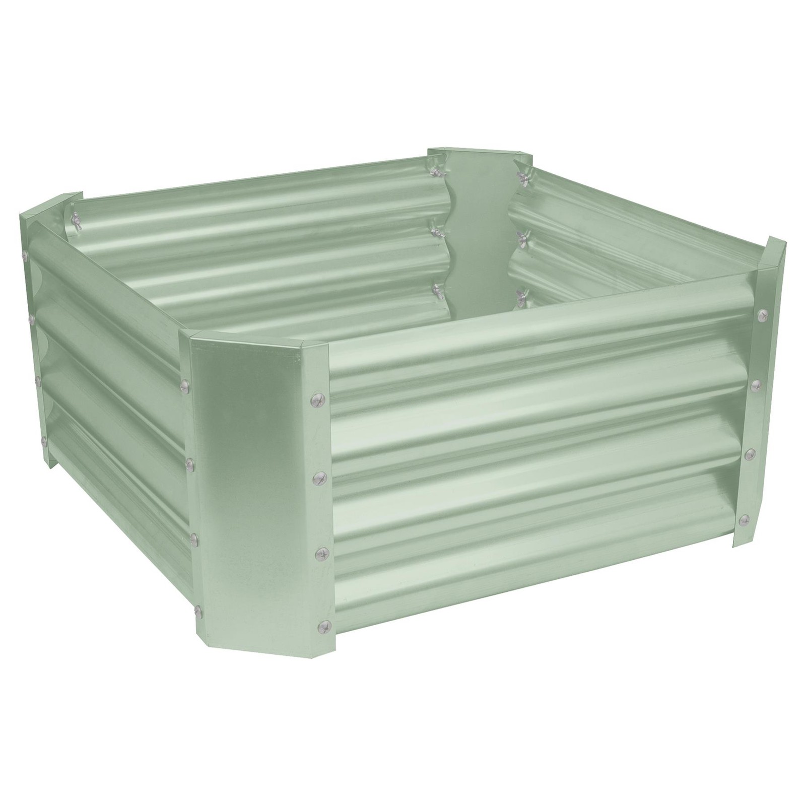 1x Green 60cm x 60cm Square Galvanised Steel Raised Garden Bed Planter Box