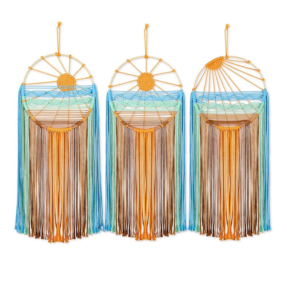 3 Pcs Dream Catcher Wall Decor Boho Macrame Dream Catcher Sunrise Sunshine8345