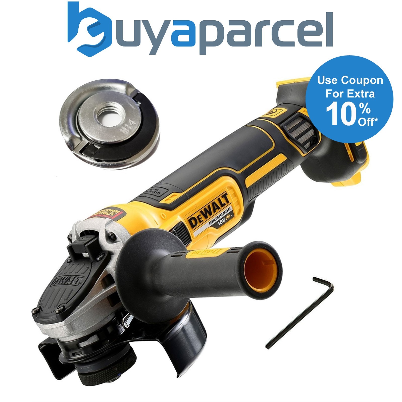 Dewalt DCG405N 18v XR Brushless Cordless 125mm Angle Grinder Bare + Flange Nut