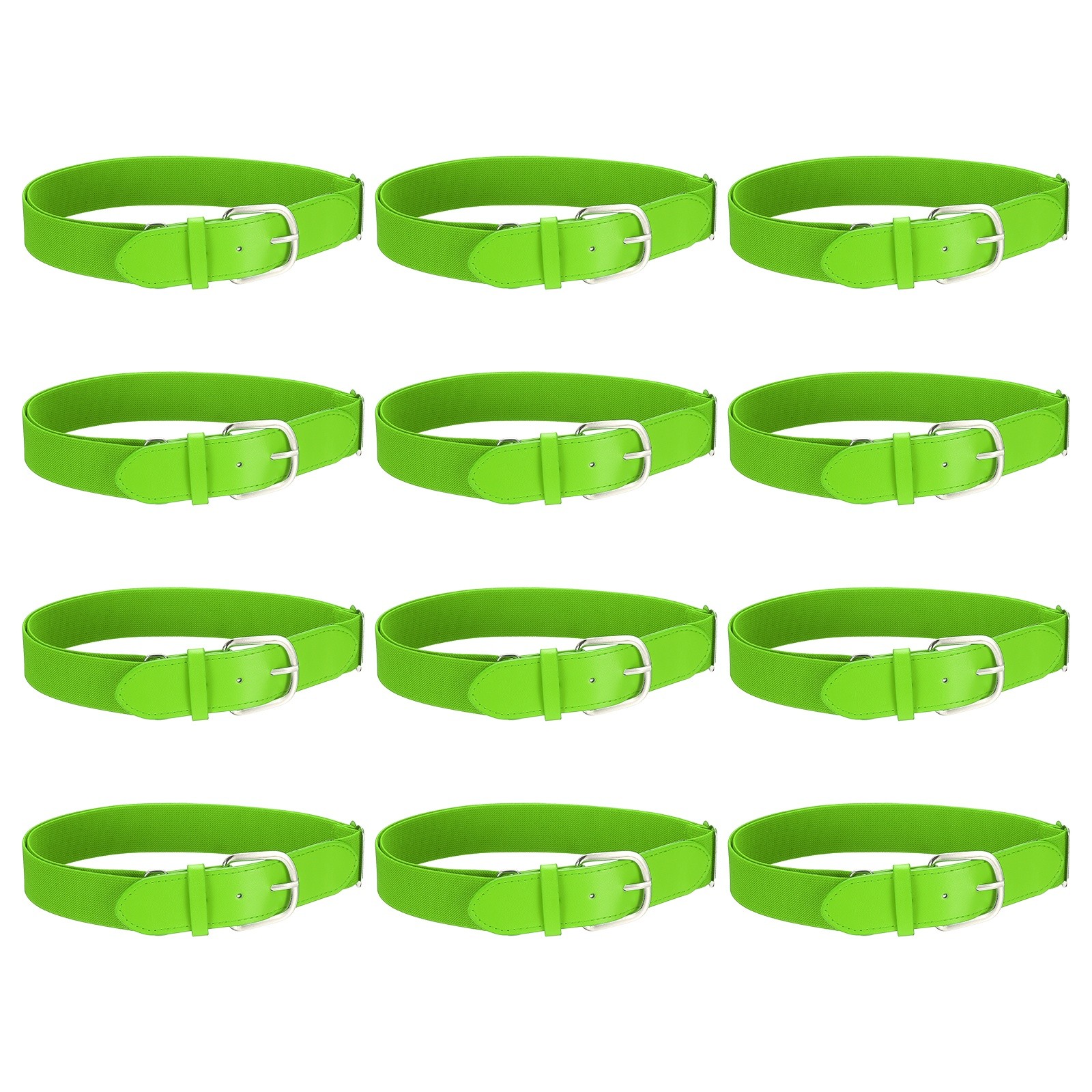 Baseball Belt Softball Belt Fit for Youth- (12 Pack, Fluorescent Green)