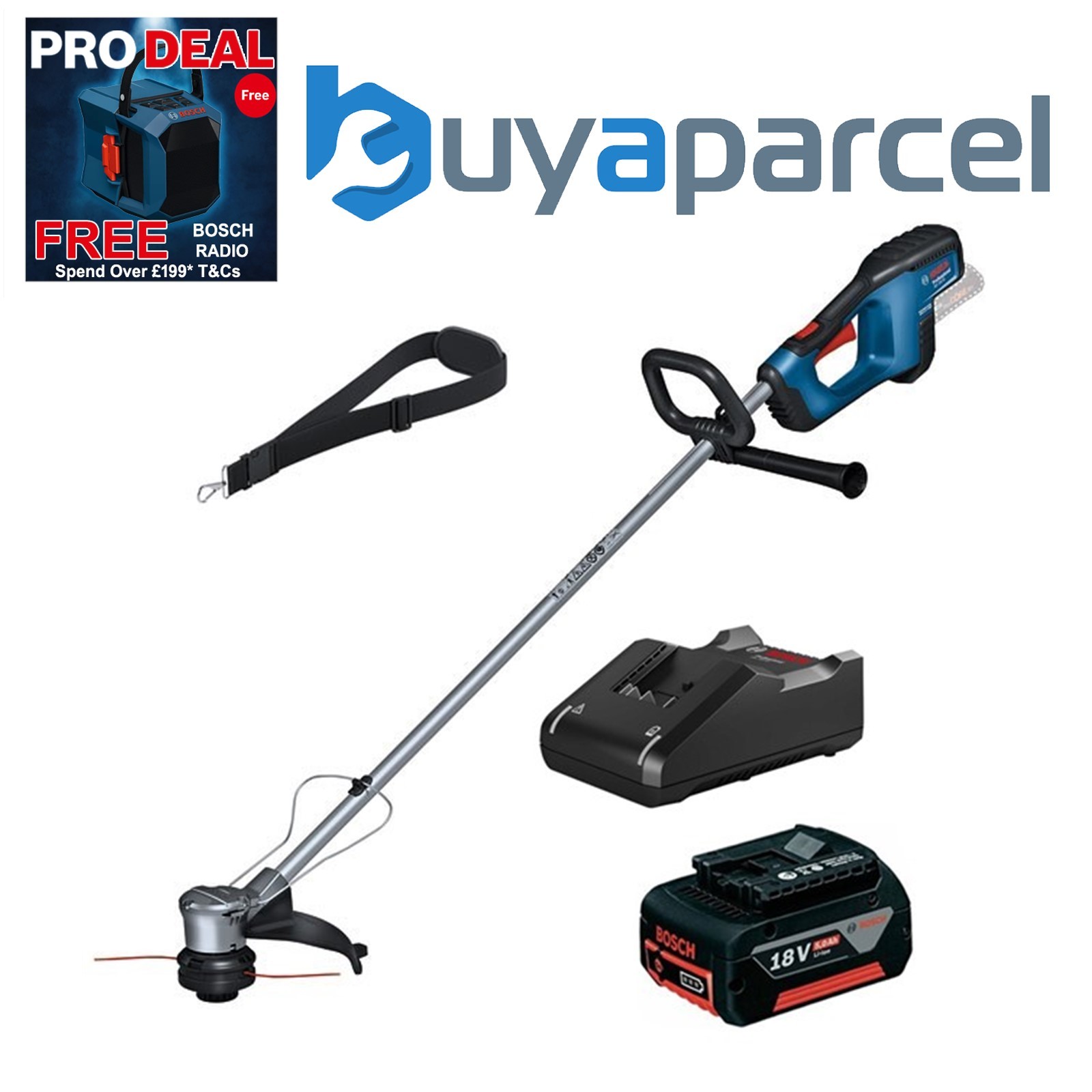 Bosch GRT 18V-33 18V Professional Cordless Brushless Grass Trimmer + 5ah Battery