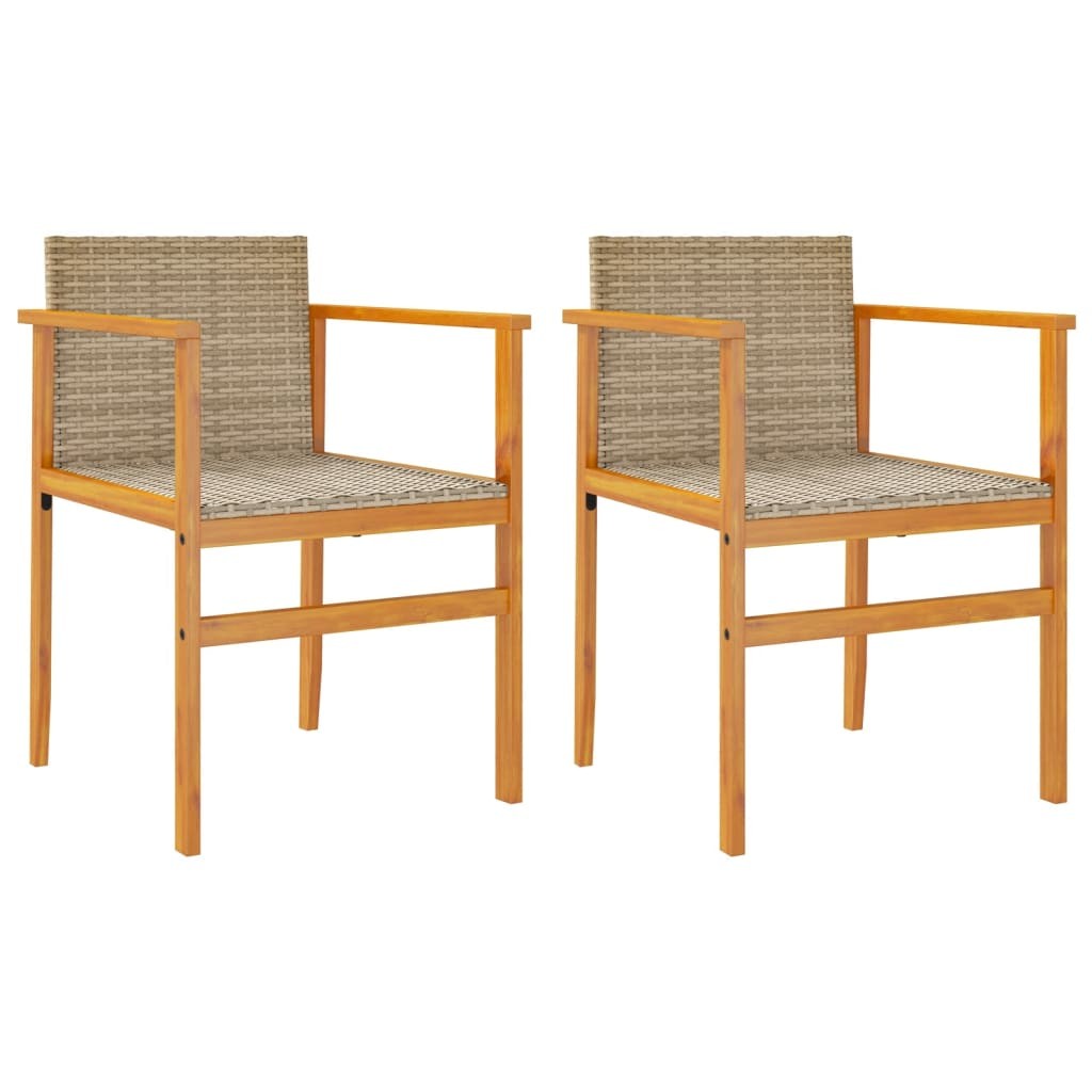 Garden Chairs with Cushions Outdoor Chair Poly Rattan and Solid Wood vidaXL