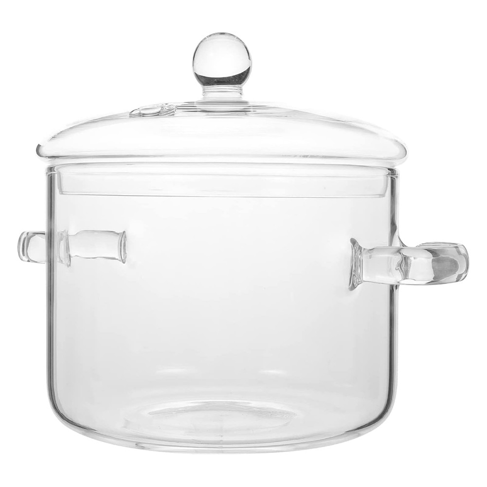 Glass Saucepan with Cover,Stovetop Cooking Pot with Lid and Handle Simmer7791