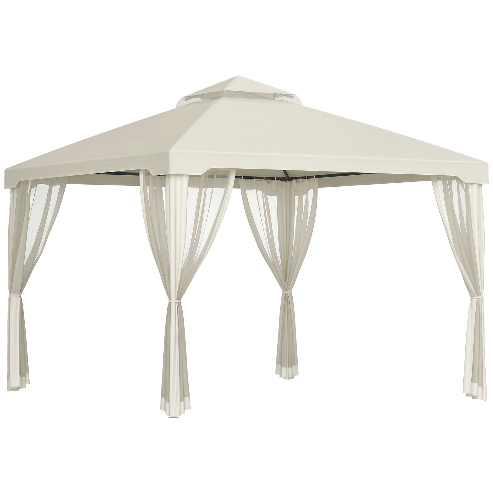Outsunny 3 x 3 m Metal Gazebo Garden Outdoor 2-Tier Roof Marquee Party White