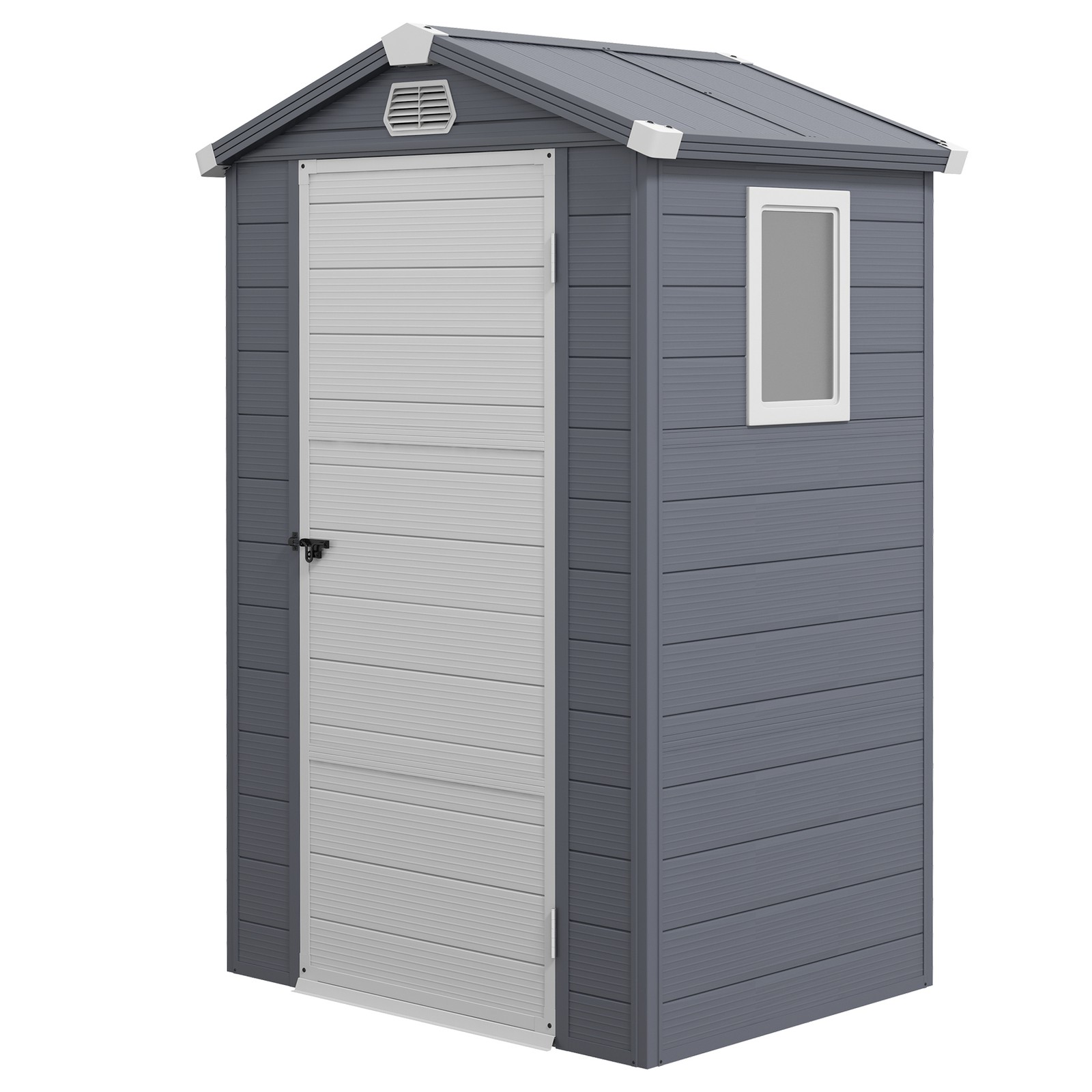Outsunny 4 x 3ft Garden Shed Storage w/ Foundation Kit, Vents, Grey