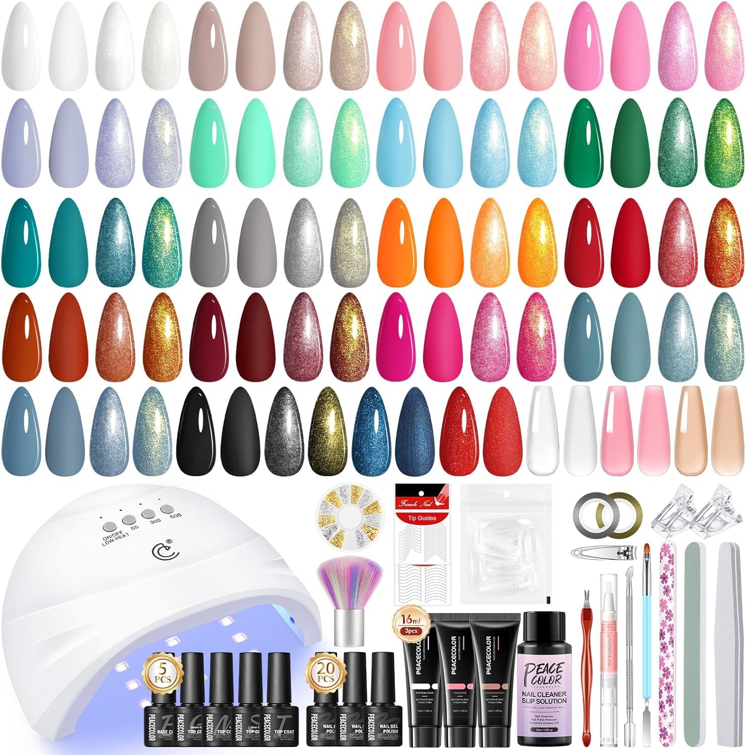 PEACECOLOR 47PCS Gel Nail Kit Valentine's Day, 23 Colours Gel Nail Polish Set w