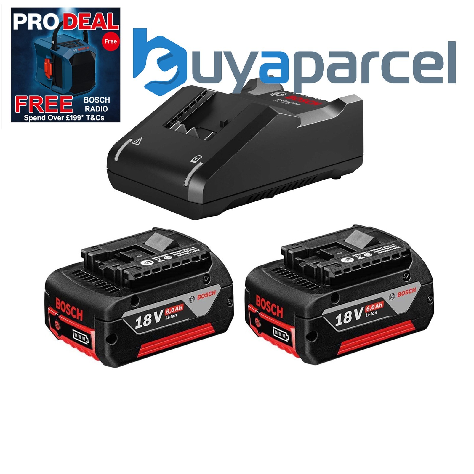 Bosch GBA18806SET 18v Starter Set 2 x 6.0ah Lithium Batteries + GAL18V40 Charger