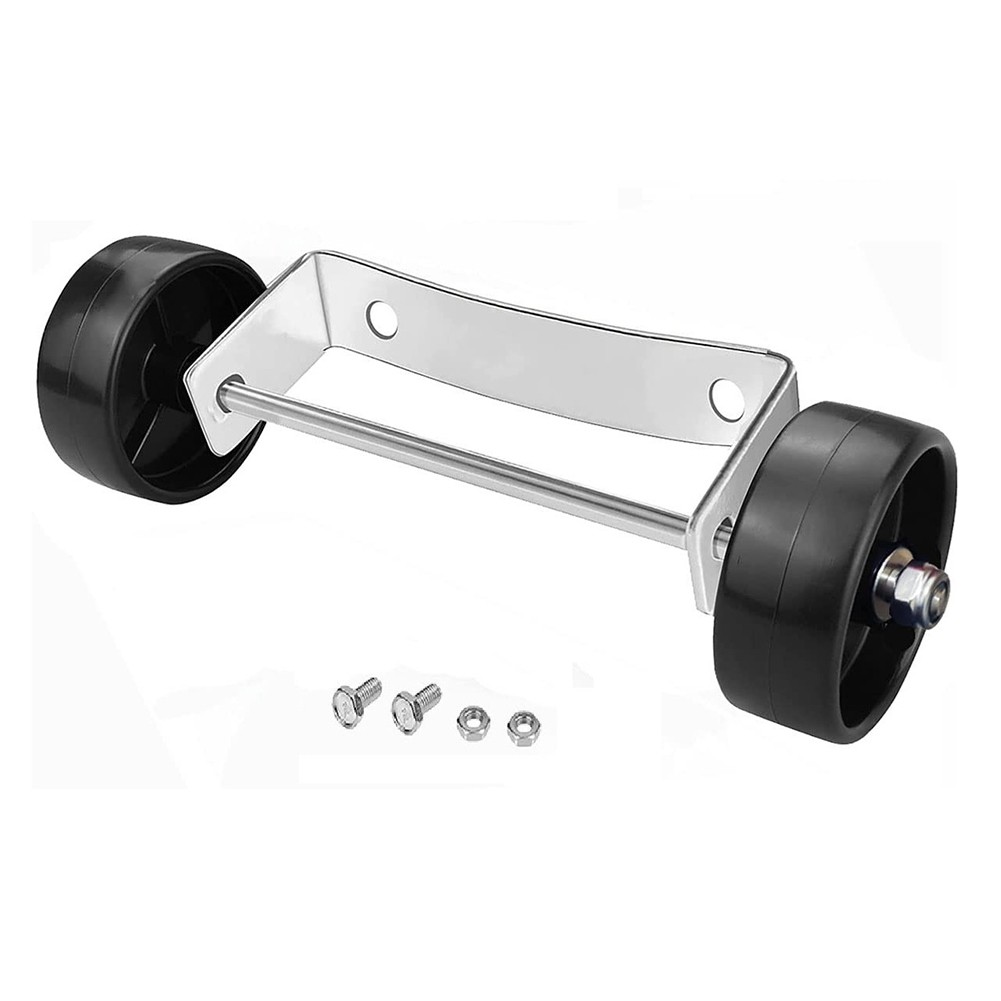 2X(Universal Patio Heater Wheel Kit-Stainless Steel Silver Bracket + Black6182