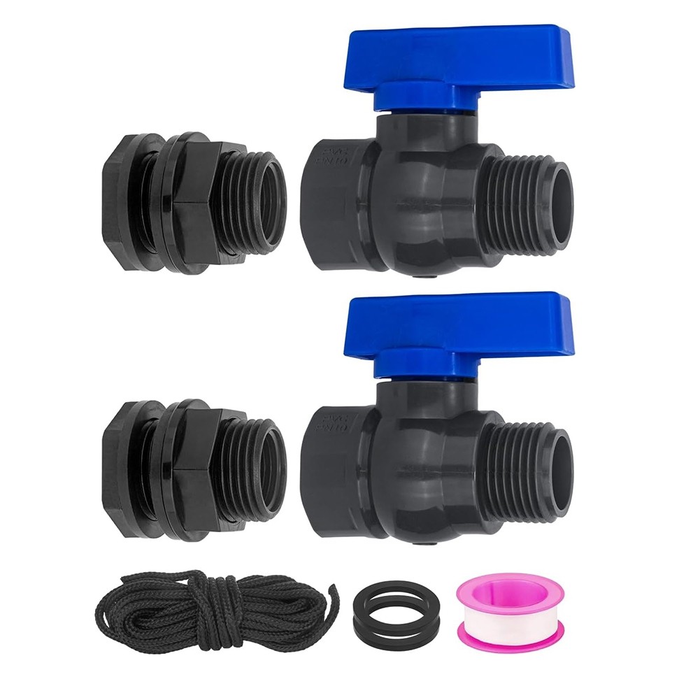 3X(Rain Spigot Kit 2Pack 3/4inch GHT Garden Hose Shut Off with Bulkhead1095