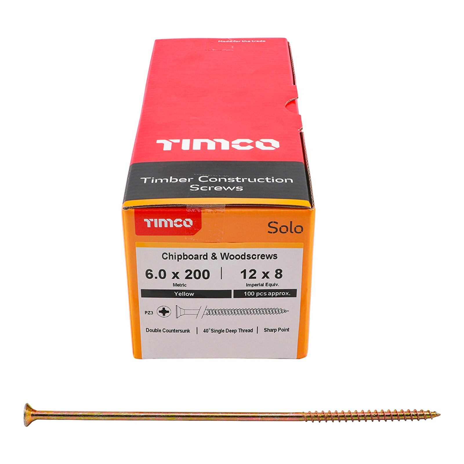 TIMCO SOLO YELLOW POZI COUNTERSUNK WOODSCREW WOOD SCREWS FLAT PHILLIPS HEAD 6.0