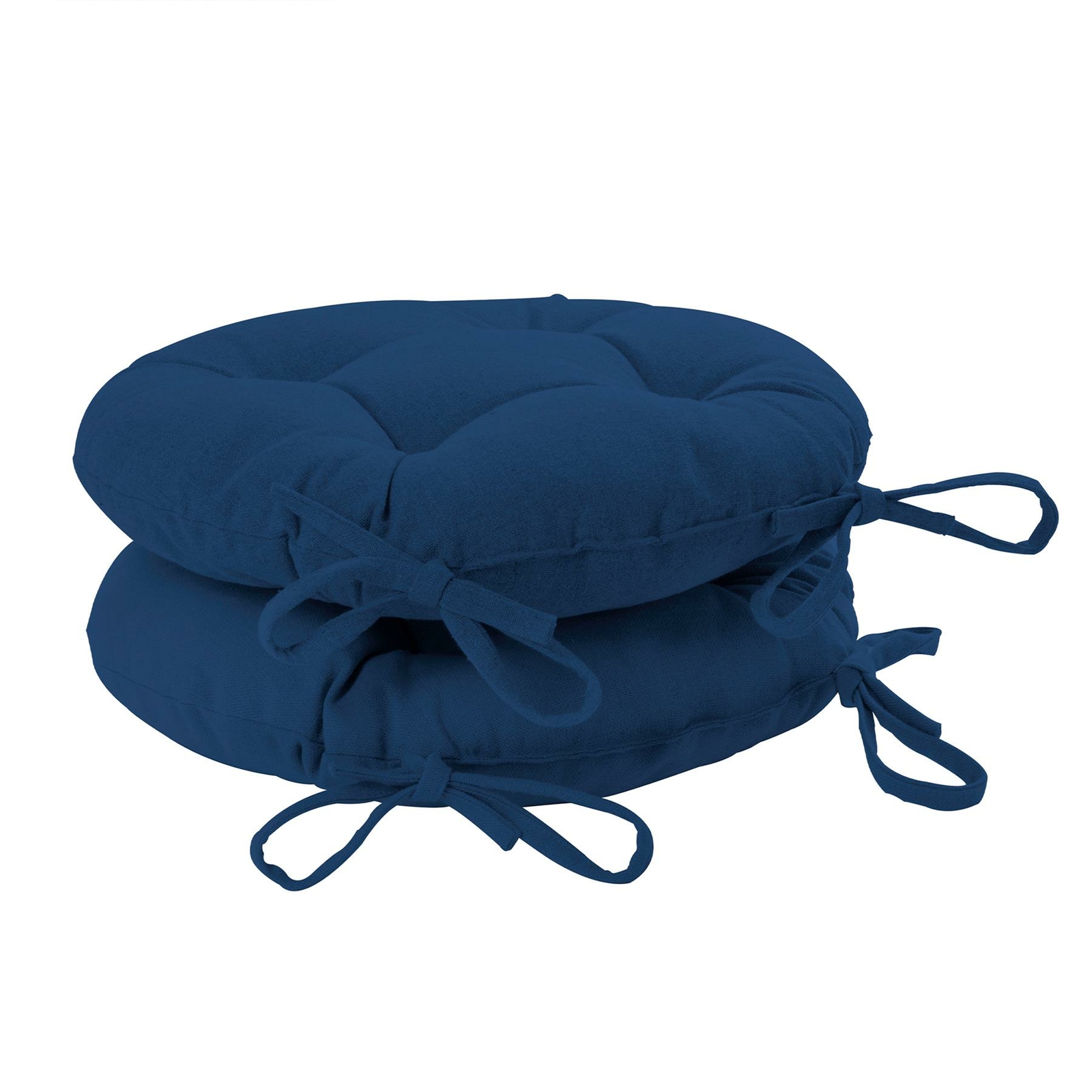 2x Round Garden Chair Seat Cushions Cotton Polyester Filled Outdoor Dining Navy