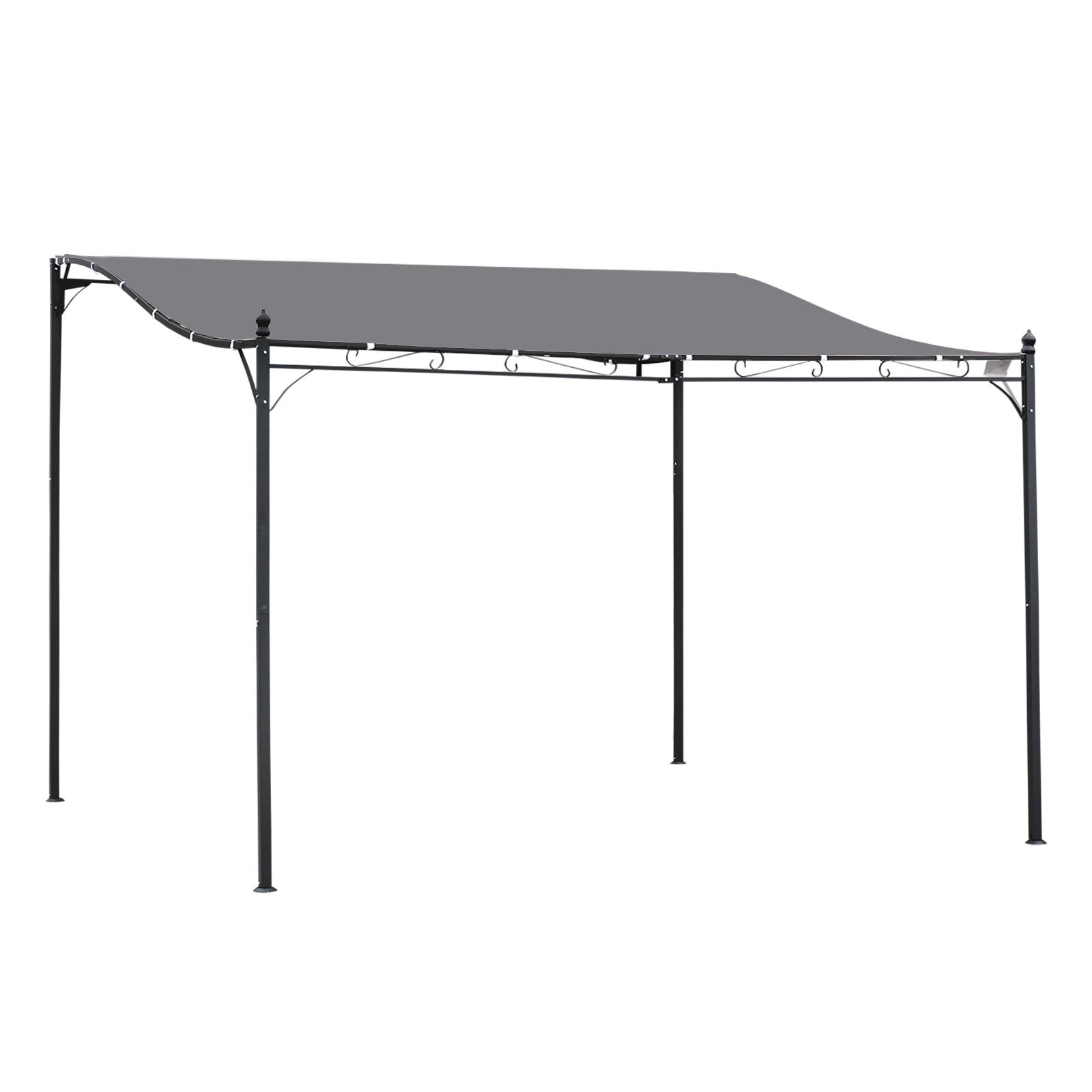 Outsunny 4 x 3M Wall Mounted Awning Free Stand Canopy Shade Porch Pergola Grey