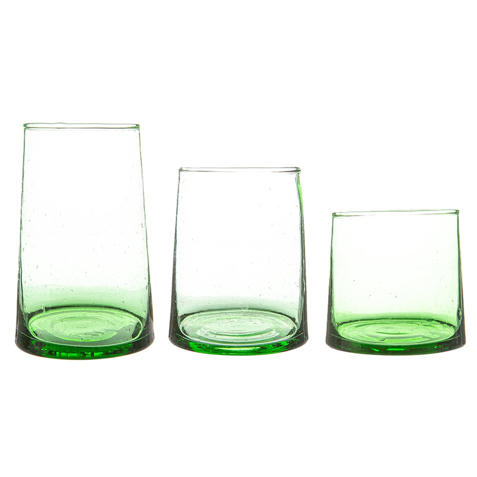 18 Piece Merzouga Recycled Highball and Tumbler Glasses Set Drinking Glass Green