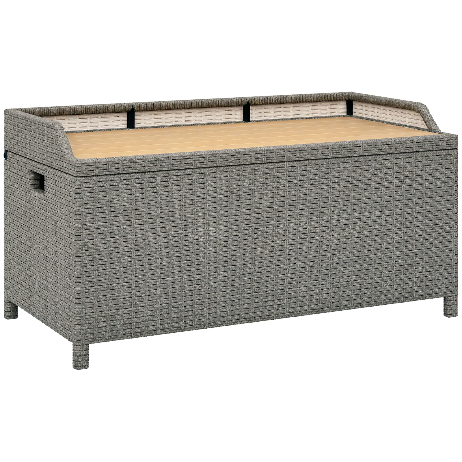 Outsunny Rattan Outdoor Storage Bench with Aluminium Frame, Grey
