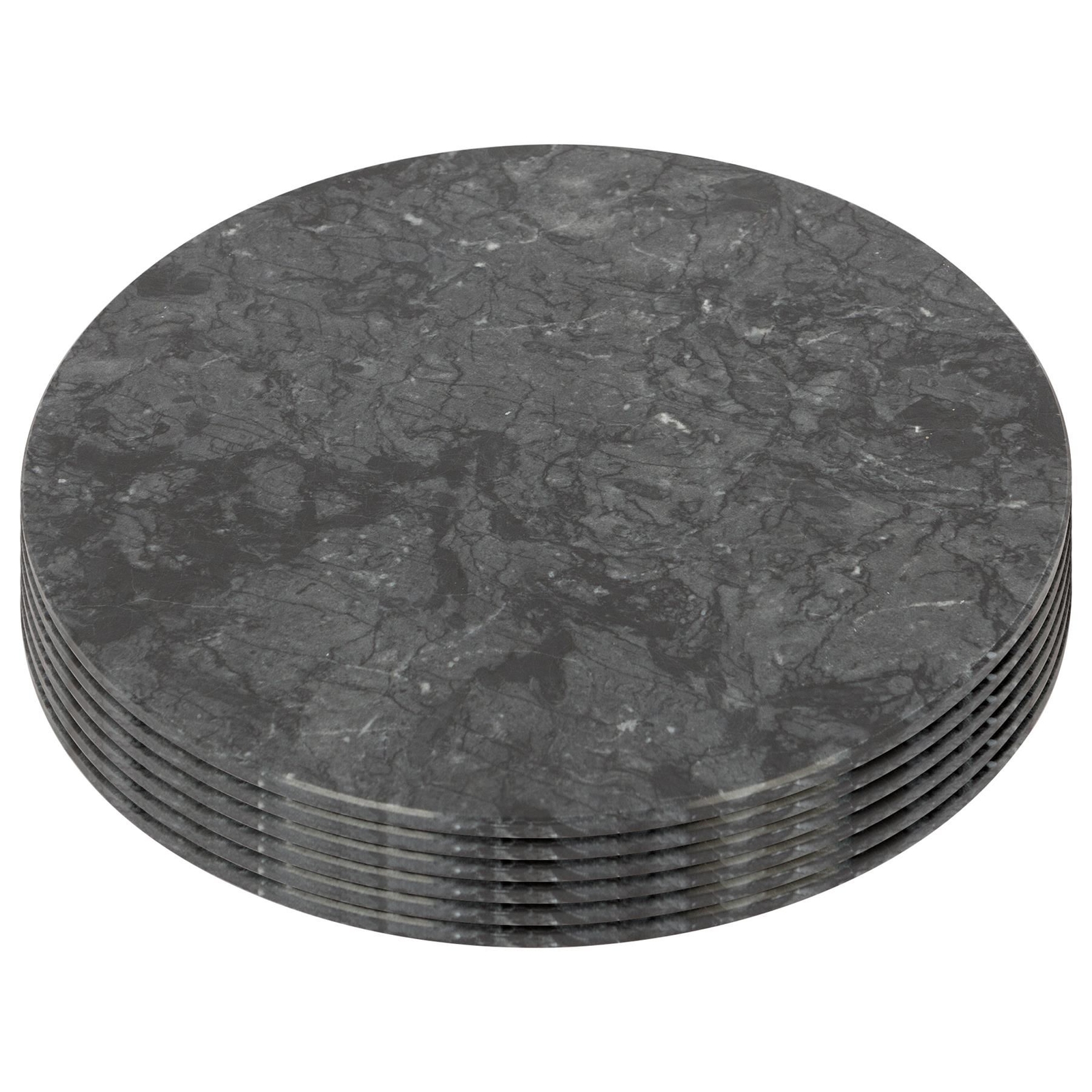 6x Black 30cm Round Marble Placemats Non-Slip Heat Resistant Dining Table Mat