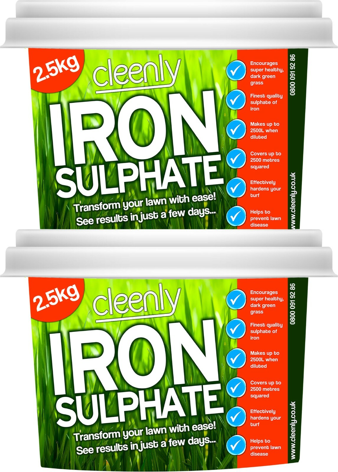 Cleenly Lawn Fertiliser 5kg Tub Pure Iron Tonic Sulphate Grass Feed 5000m2