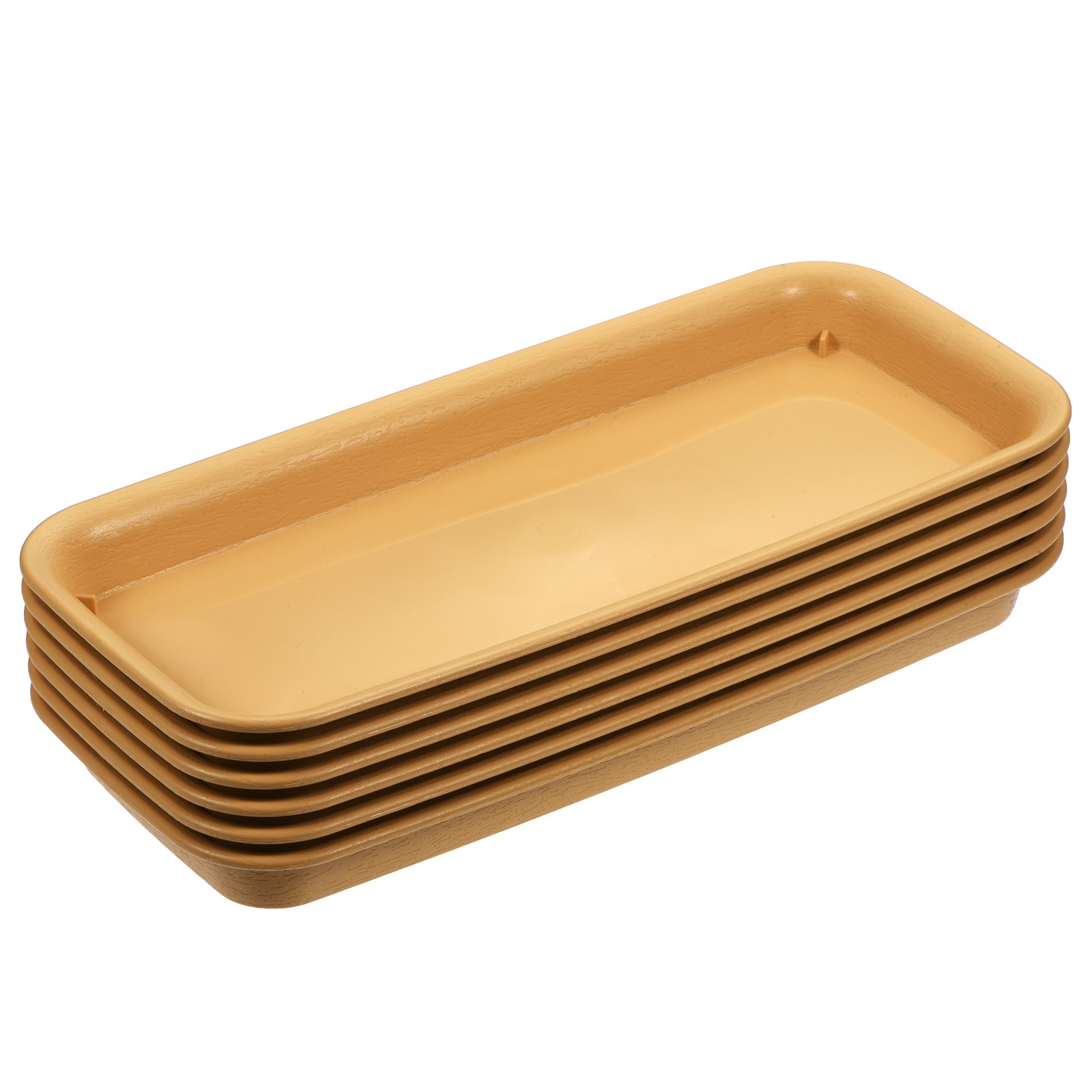 6pcs 30.5x14cm Plant Pot Saucer Plastic Rectangular Flower Drip Tray, Terracotta