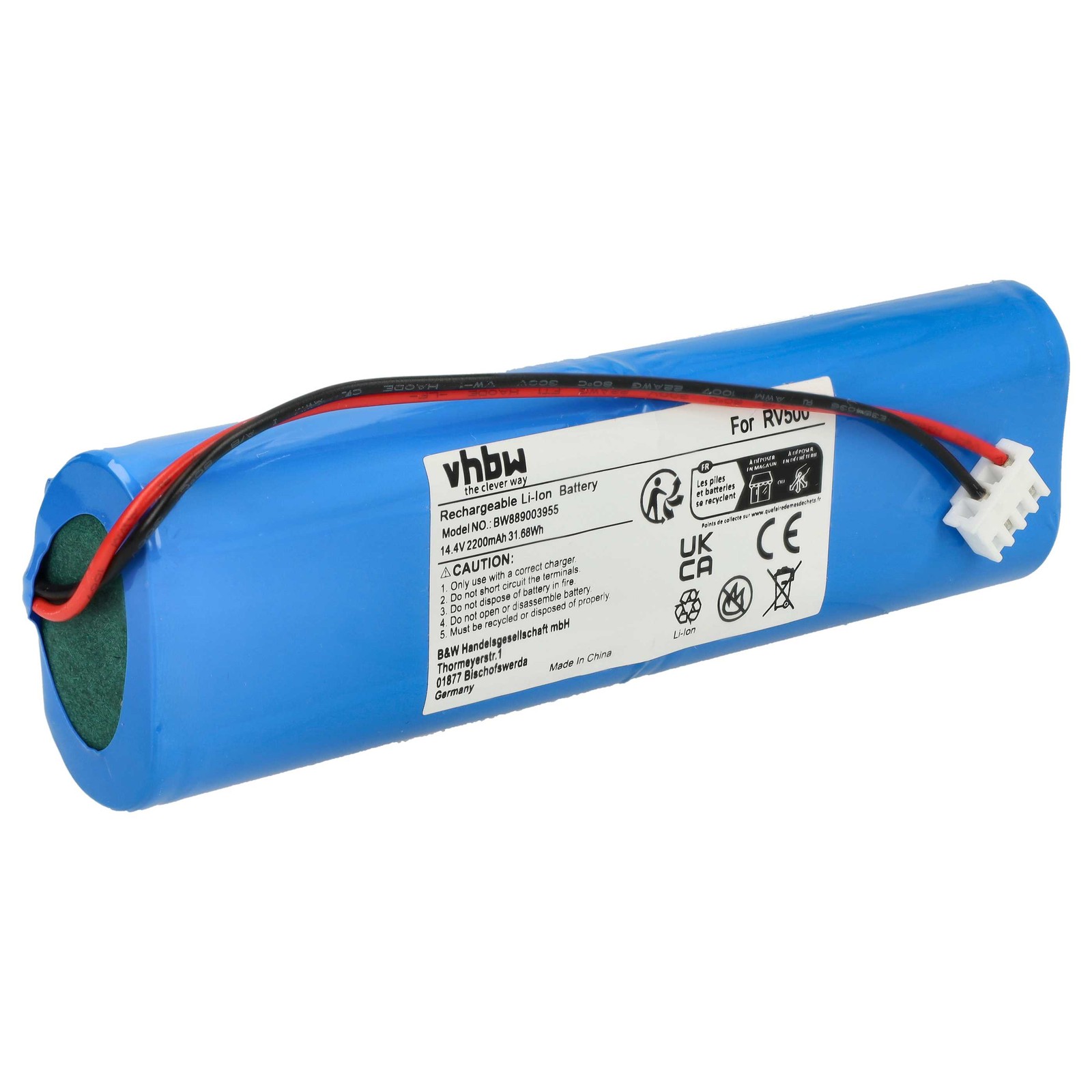 Battery for Chuango CleanMate 4260692650846 RV-500 2200mAh 14.4V