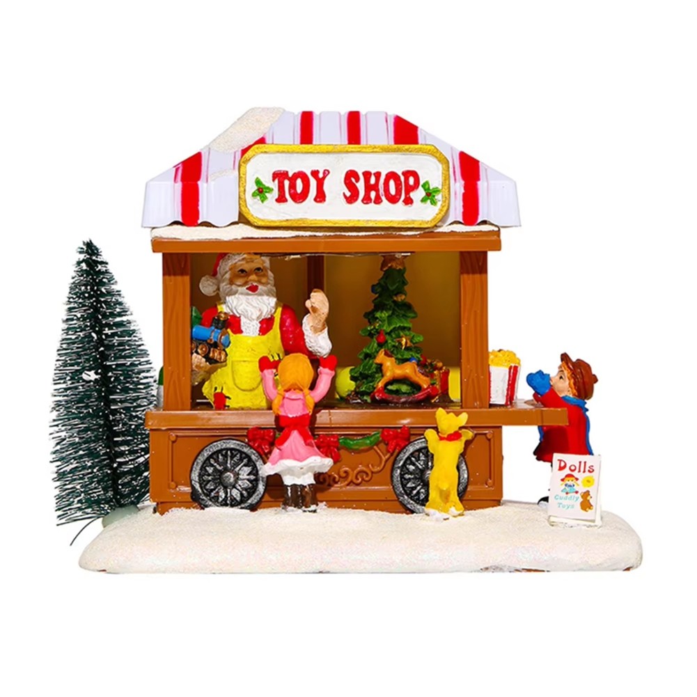 Lighted Xmas Tree Music House LED Christmas Ornaments for Desktop Gift7477