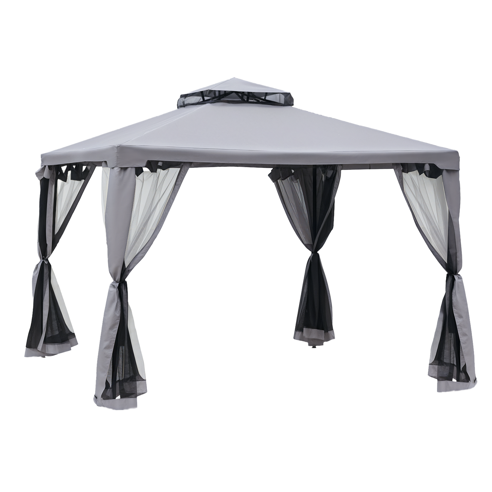 Outsunny 3 x 3 m Metal Gazebo Garden Outdoor 2-Tier Roof Marquee Party Grey