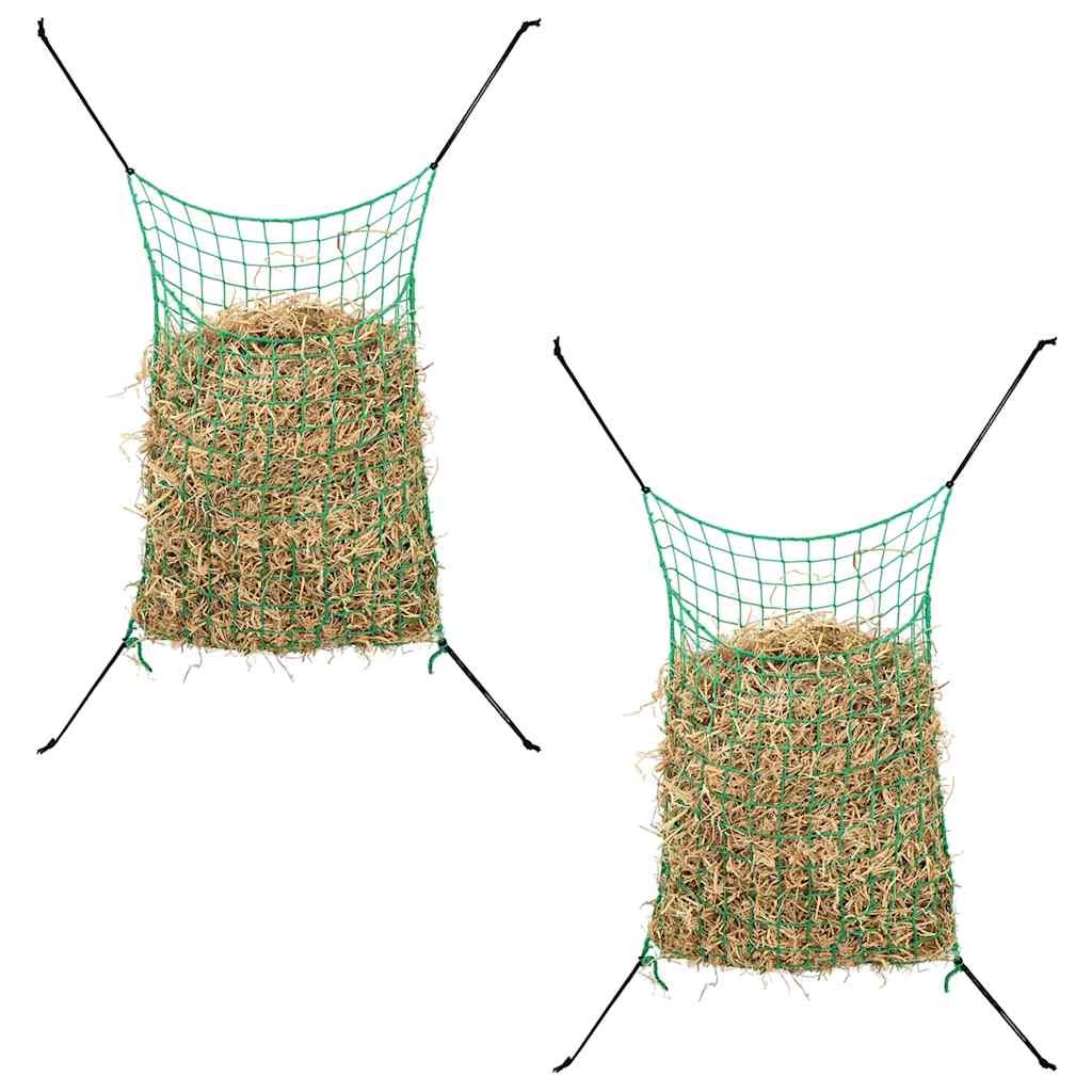 Hay Nets Slow Feed Feeder for Horse 2 pcs Rectangular Green PP vidaXL