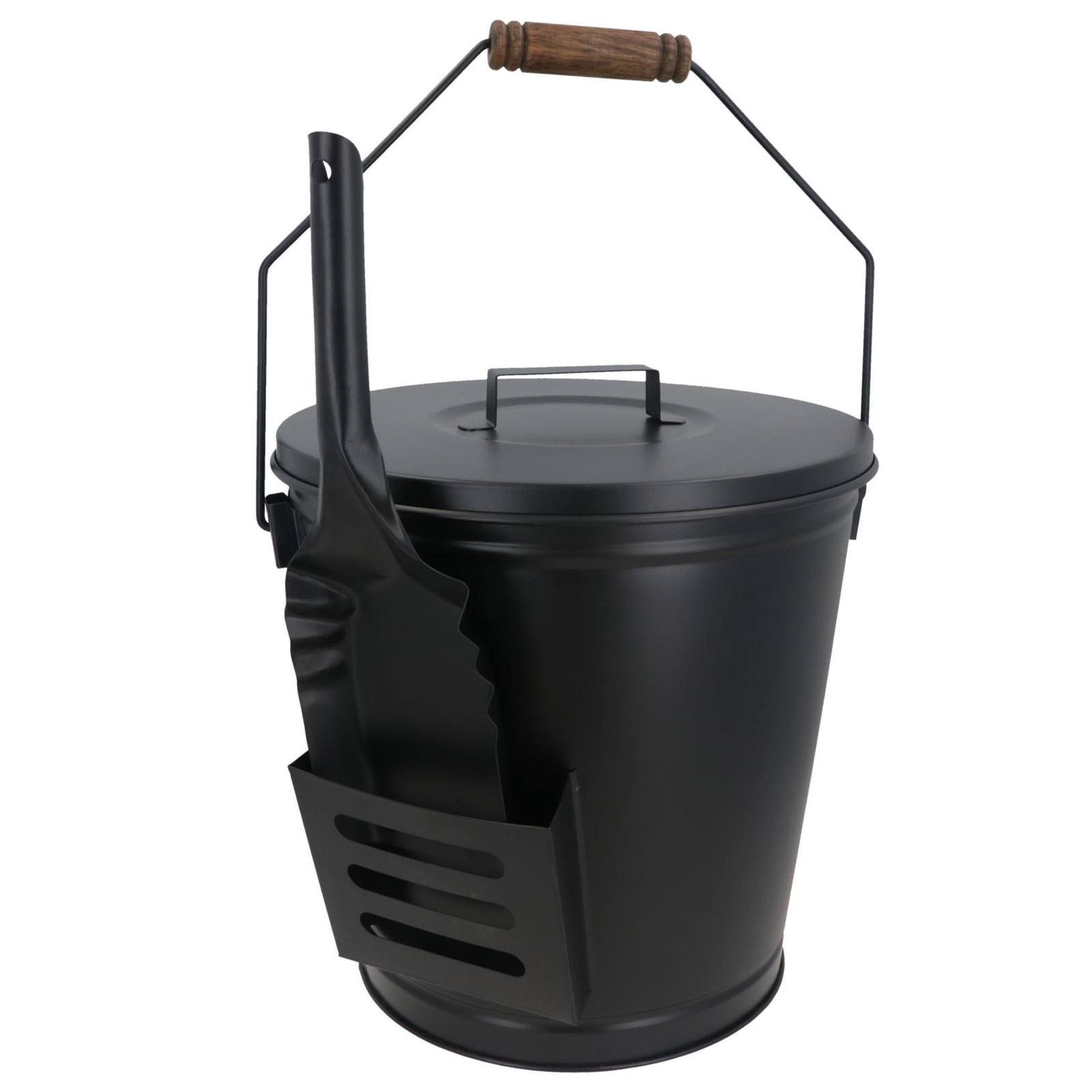 Large Coal Wood Bucket With Lid Holder Shovel + Carry Handle Fireplace Log Fire