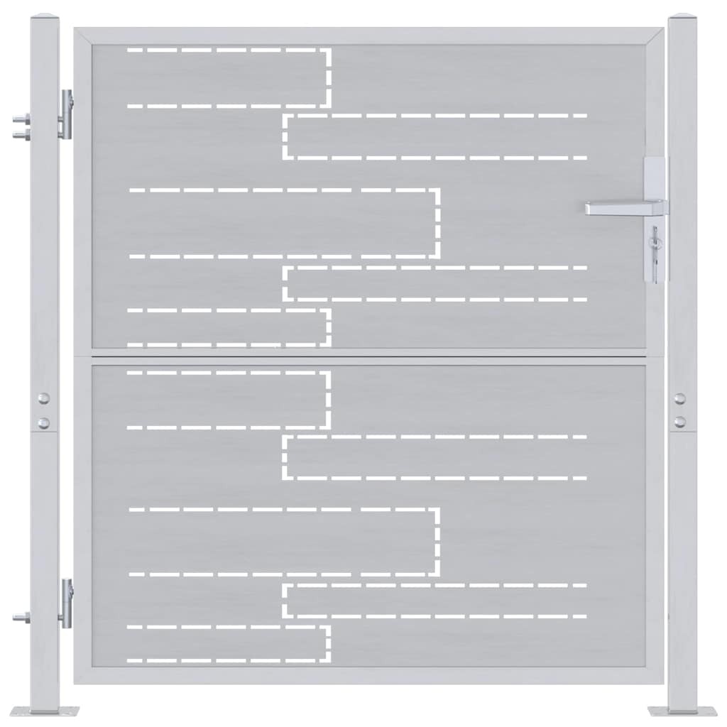vidaXL Garden Gate with Lock Silver 96 x 100 cm Stainless Steel, Garden and Terr