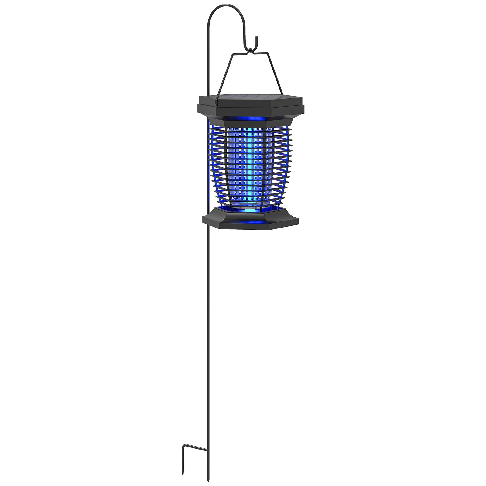 Outsunny 2-in-1 Electric Fly Zapper with UVA Light, Hanging Garden Lantern