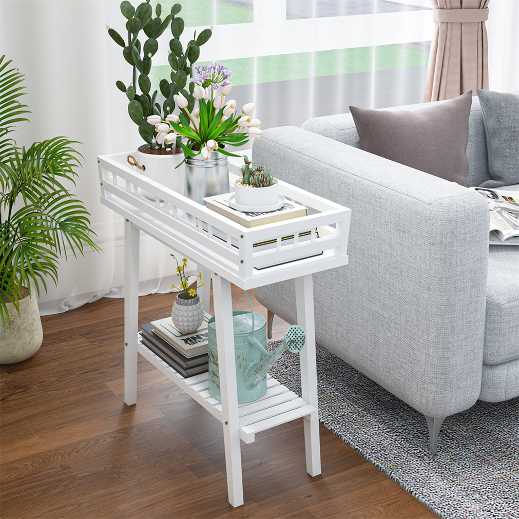 Large Tall Wood Indoor Flower Plant Stand Shelf Pot Display Garden Rack - 2 Tier