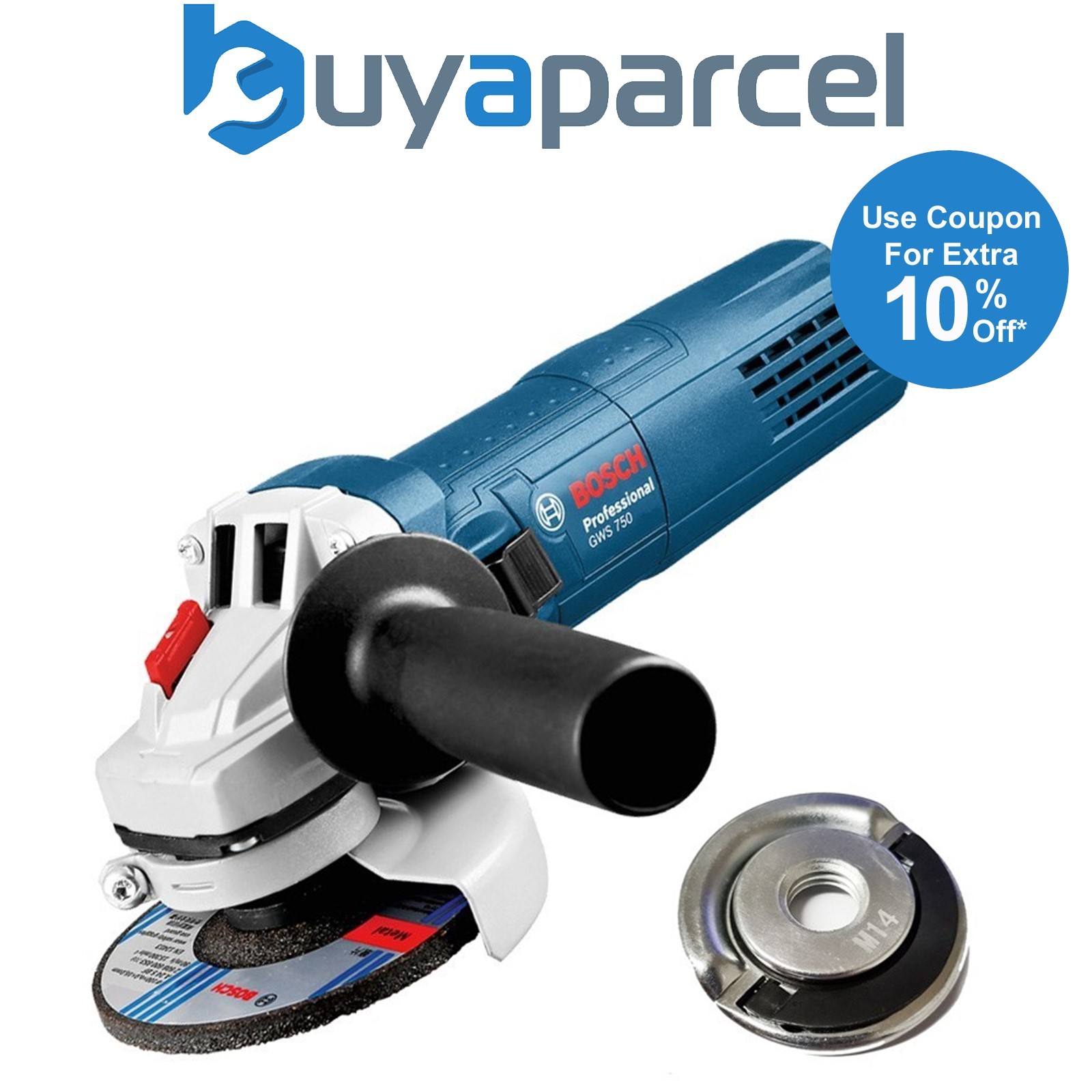 Bosch GWS750 110v Professional Corded Angle Grinder 115mm 4.5" GWS + Flange Nut