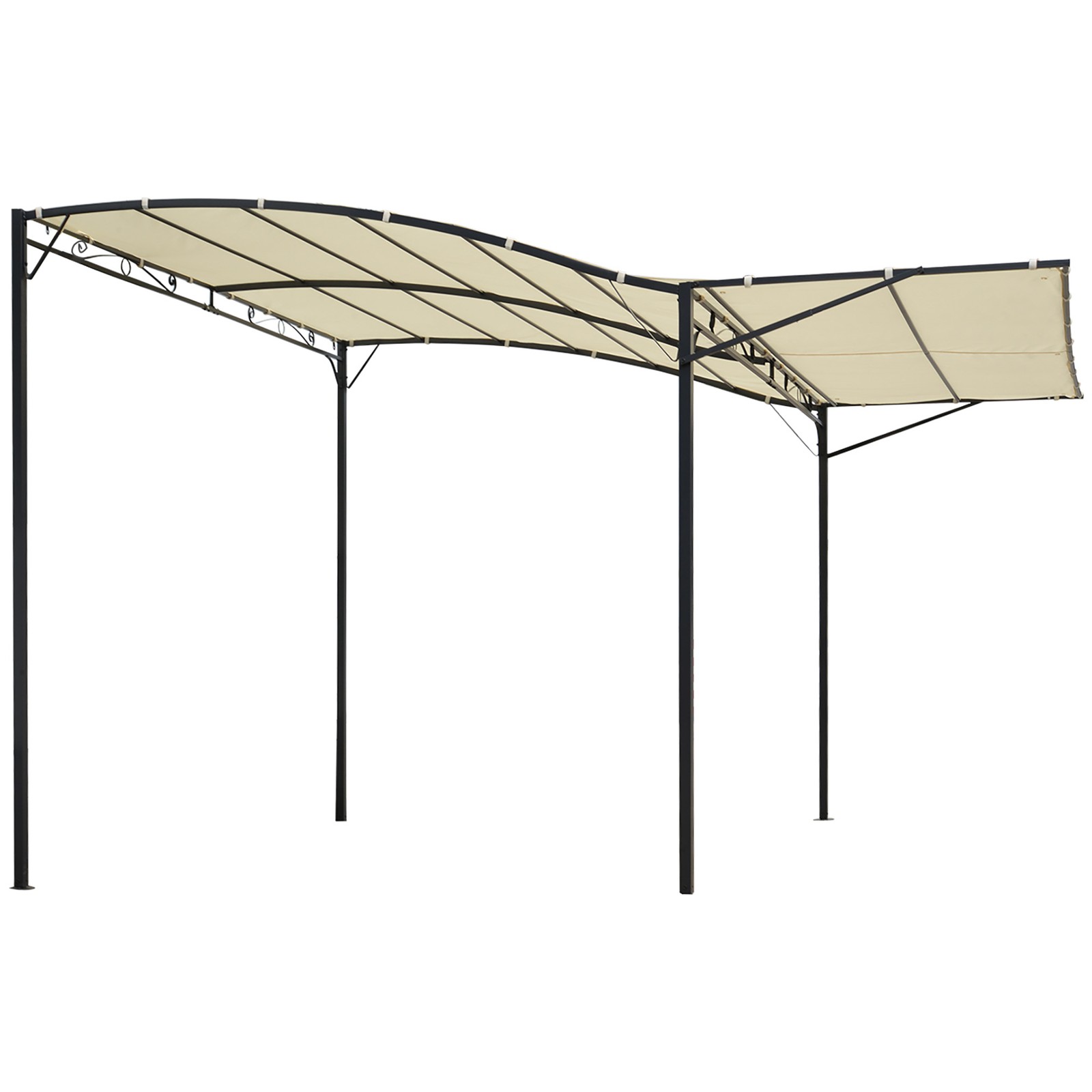 Outsunny 3 x 2.5m Patio Metal Gazebo Pergola Wall Mount Outdoor Shelter, Cream