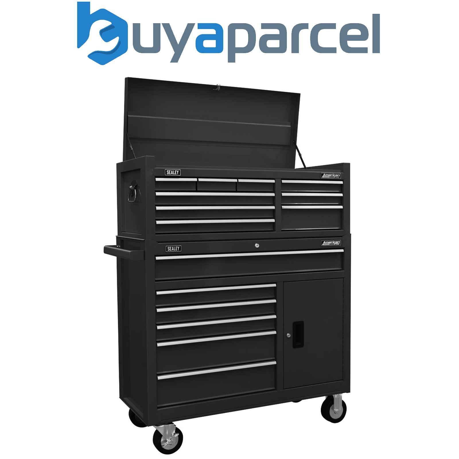 Sealey AP41STACKB American PRO Topchest & Rollcab Combination 15 Drawer - Black