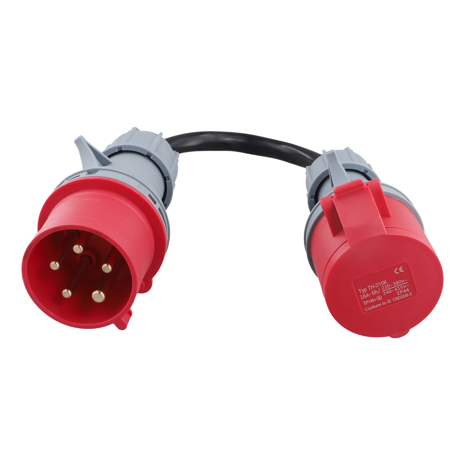 5 Pin Red 32A Male to 16A Female CEE-Adapter Gen Ev Extension Cord3594