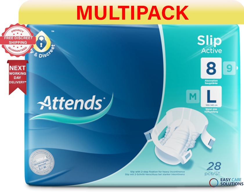 112 x Attends Slip Active 8 Large | Adult Unisex All in One Pads |1 Pack of 28