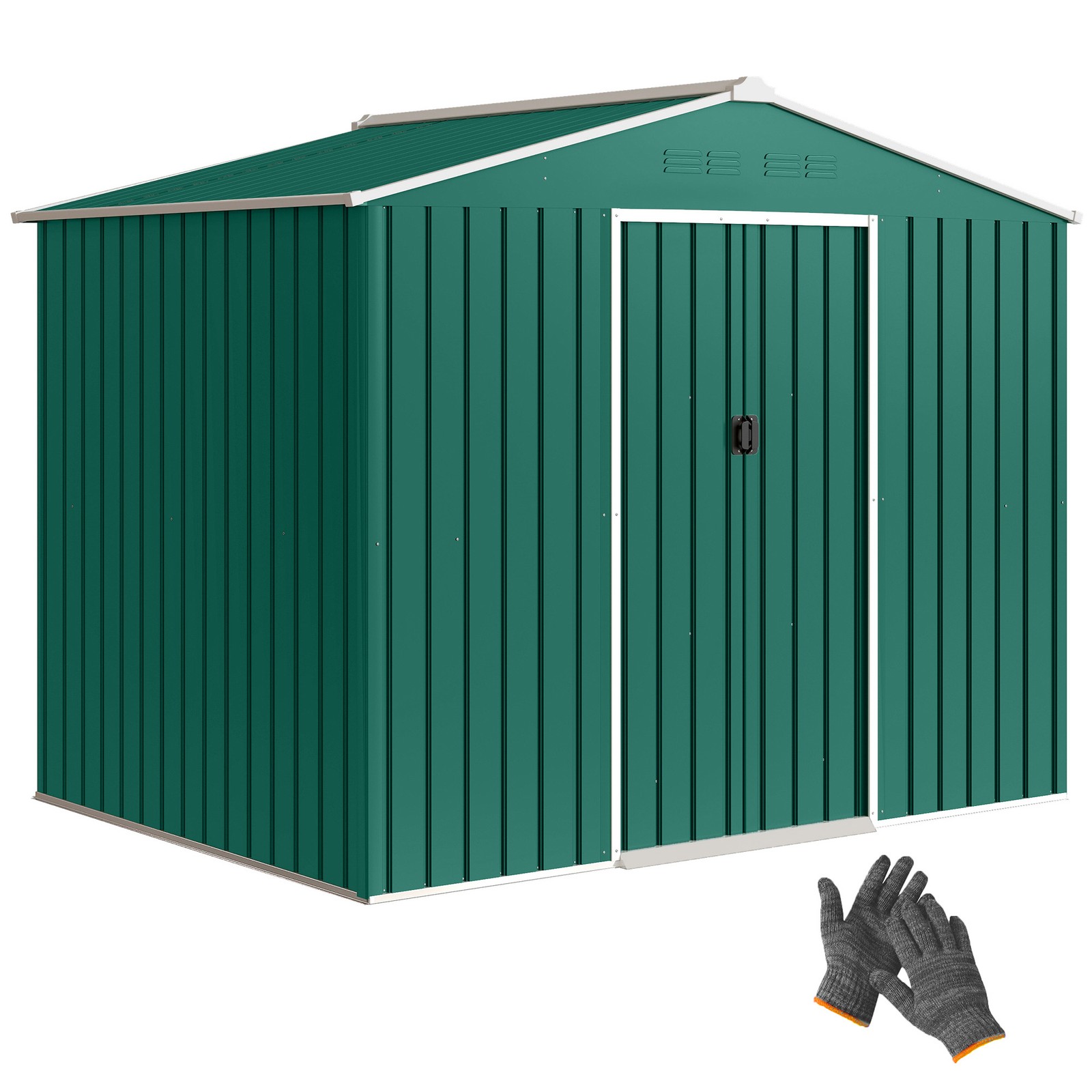Outsunny 8 x 6ft Garden Storage Shed with Double Door Green