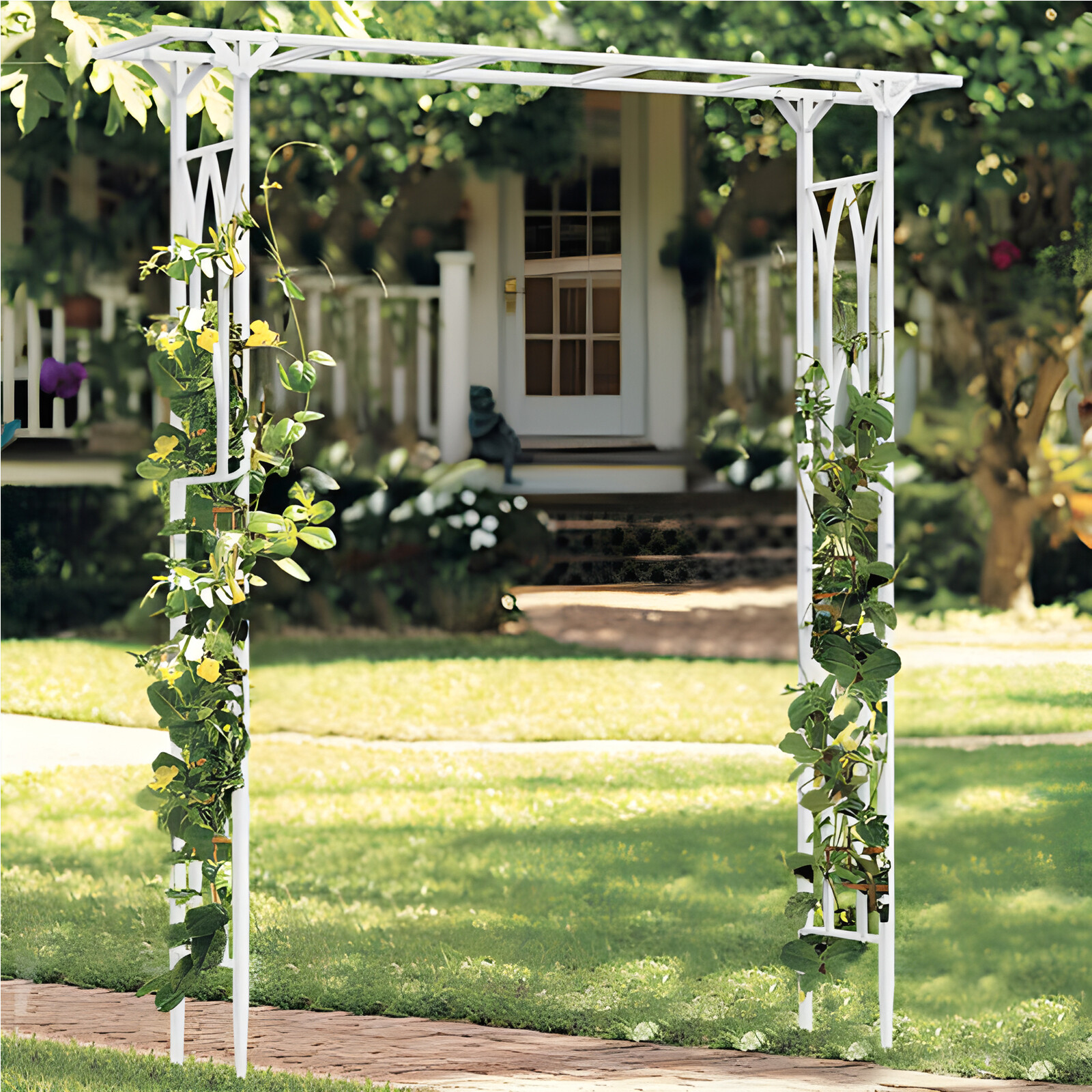 Metal Garden Gate Wedding Rose Arch Pergola Path Archway Climbing Plant Trellis