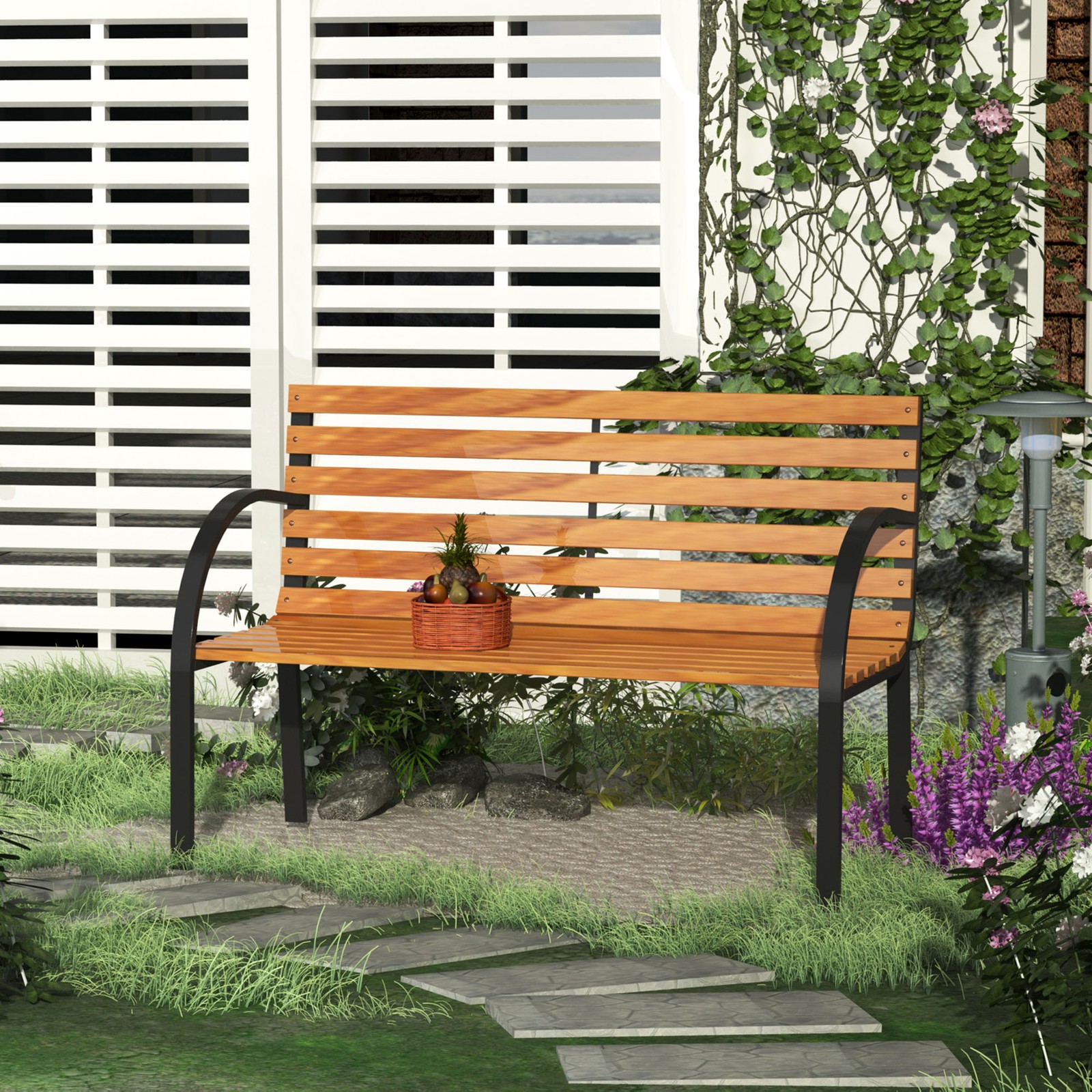 Wooden Garden Bench Park Chair Love Seat Chair Outdoor Patio Porch Furniture
