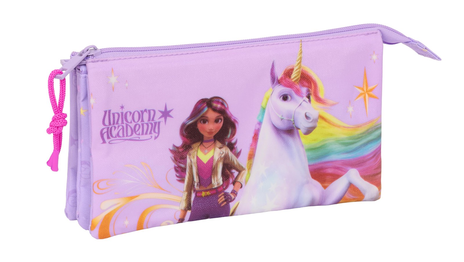 Unicorn Academy – Triple Pencil Case, Children's Pencil Case, Ideal for School A