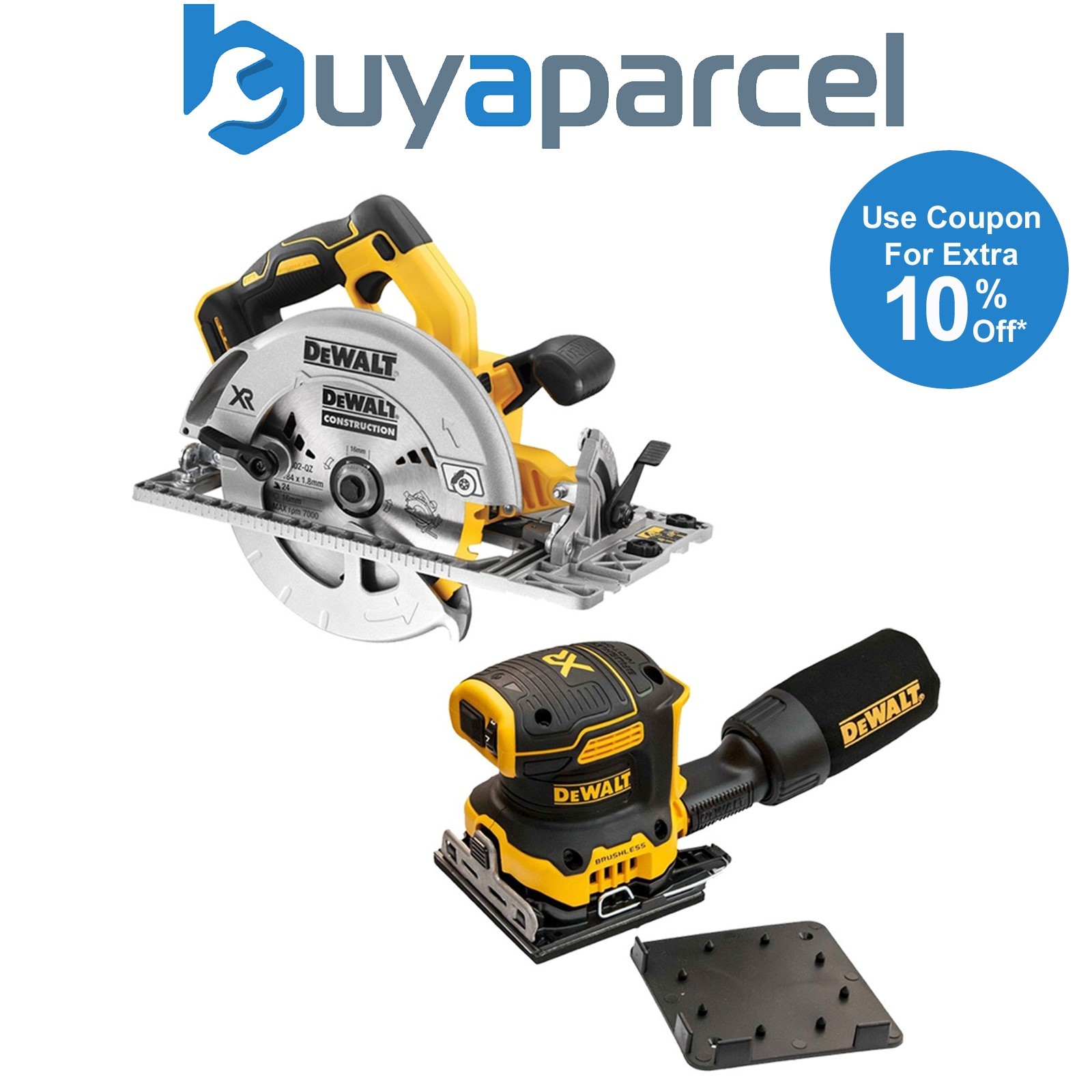 DeWalt DCS572N 18v Brushless XR 184mm Circular Saw & DCW200N Orbital Sander