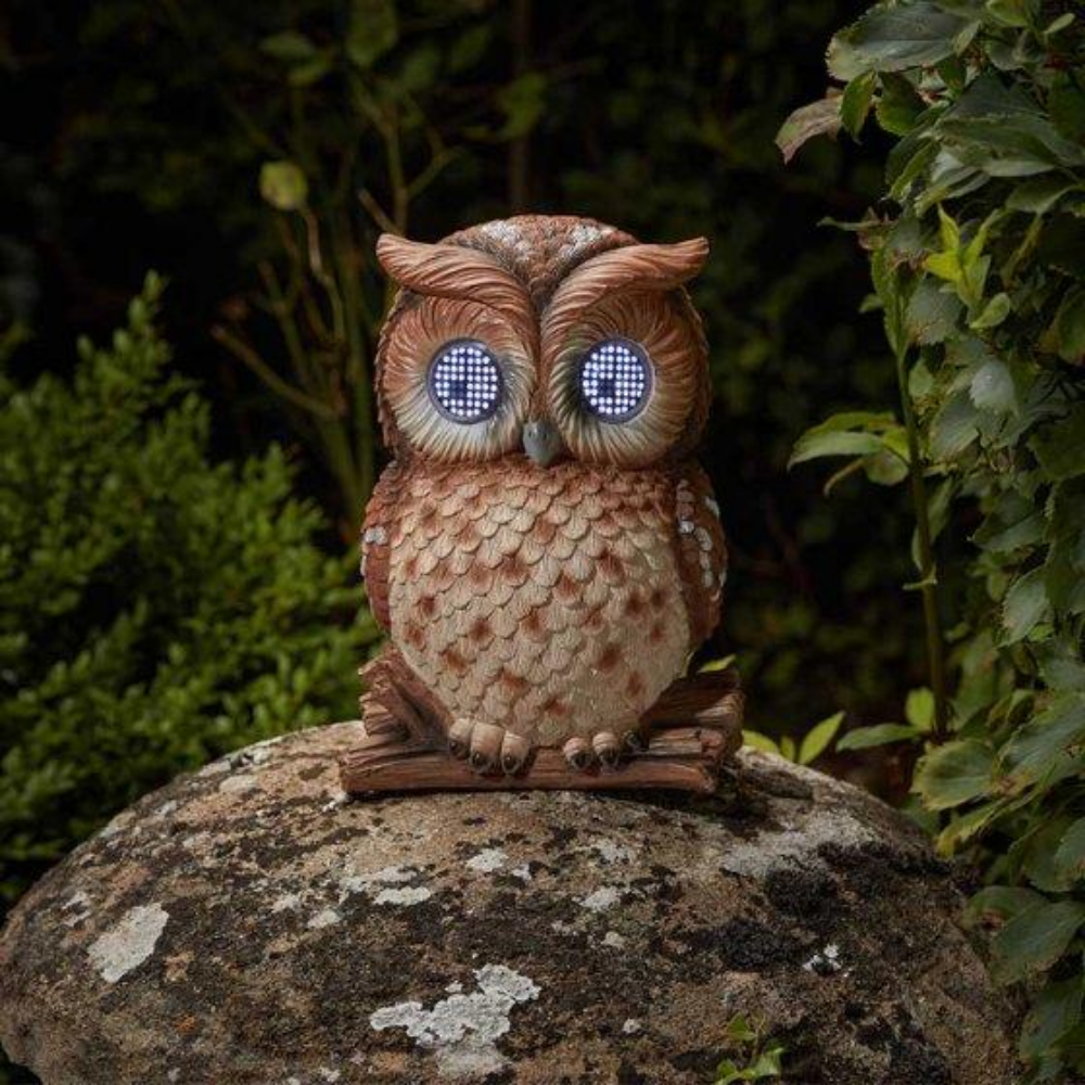 Solar Owl Garden Ornament Outdoor LED Light Path Lighting Fun Blinking Effect