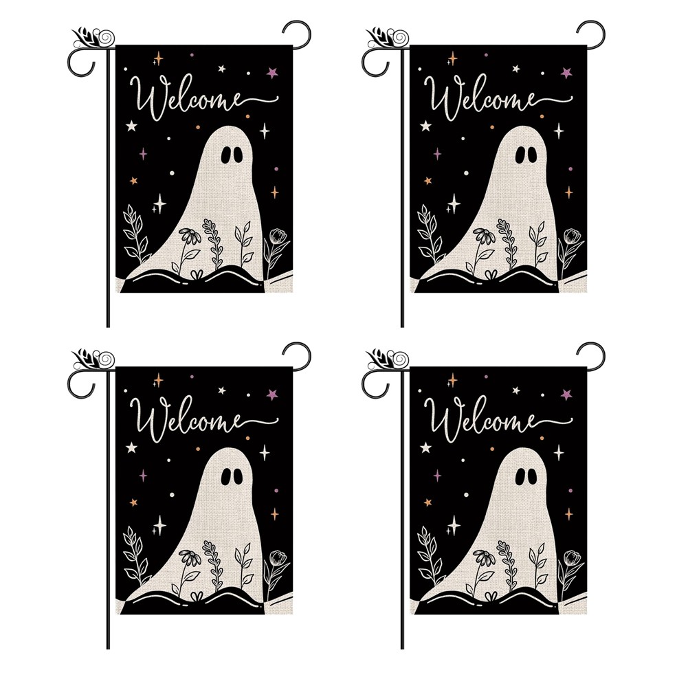 3X(Halloween Themed Linen -Sided Printed Garden Flag Holiday Decor Garden2033
