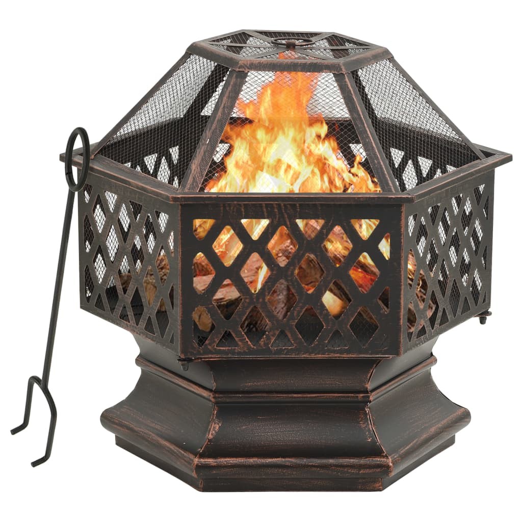 Rustic Fire Pit Garden Fireplace with Poker Furnace Heater XXL Steel vidaXL