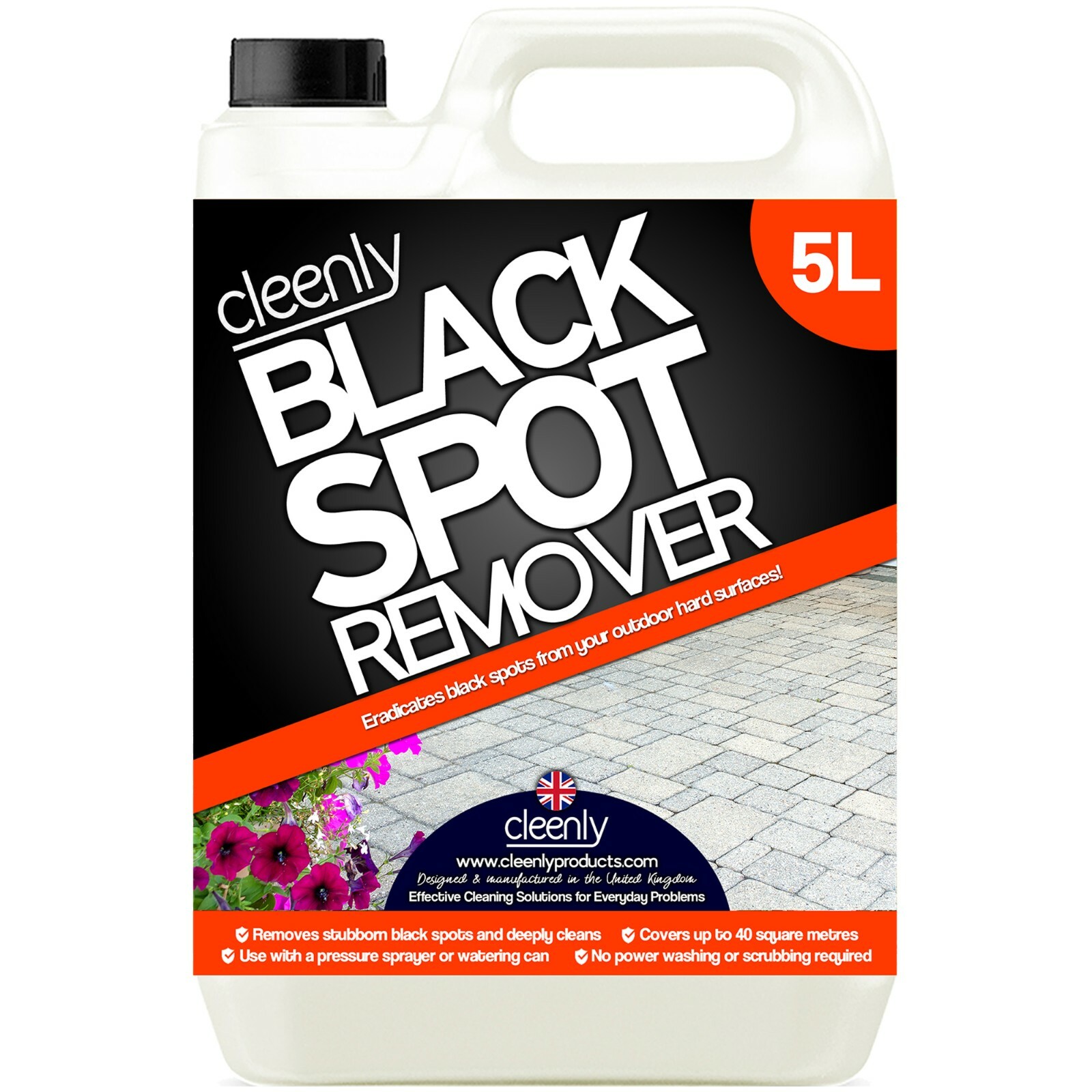 Patio Black Spot Remover 5L Algae Green Mould Drive Way Path Moss Killer Cleenly