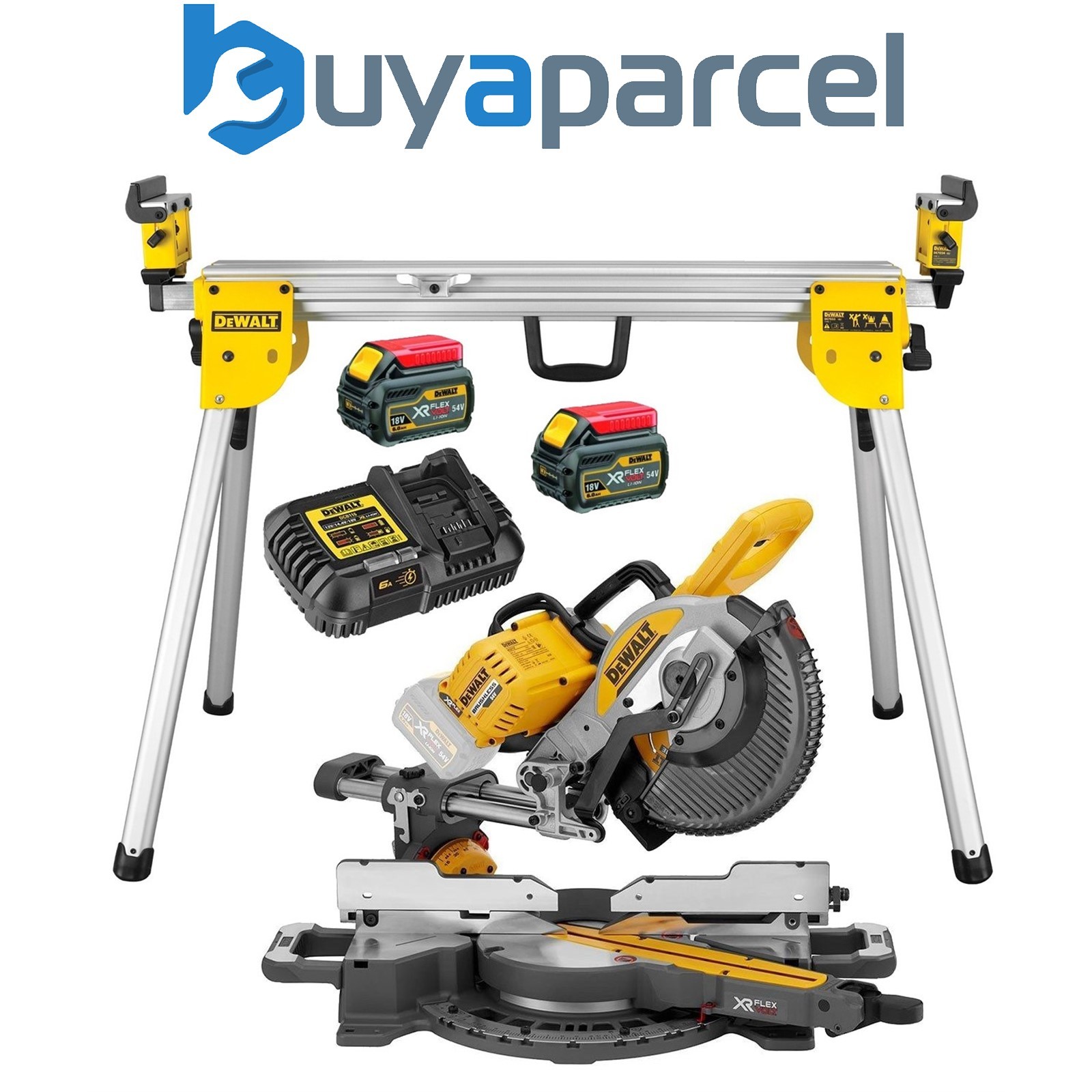 Dewalt DCS727T2 XR 2 X 54v Flexvolt Cordless 250mm Mitre Saw + DE7033 Leg Stand