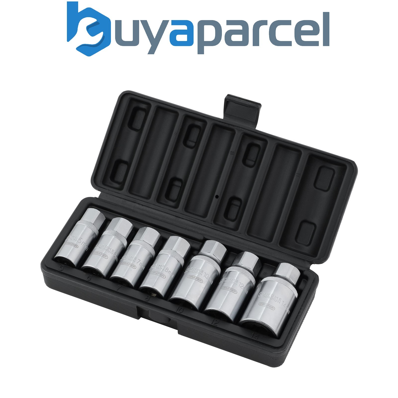 Draper 07119 Stud Extractor Set, 3/8" Sq. Dr., 1/2" Sq. Dr. (7 Piece)