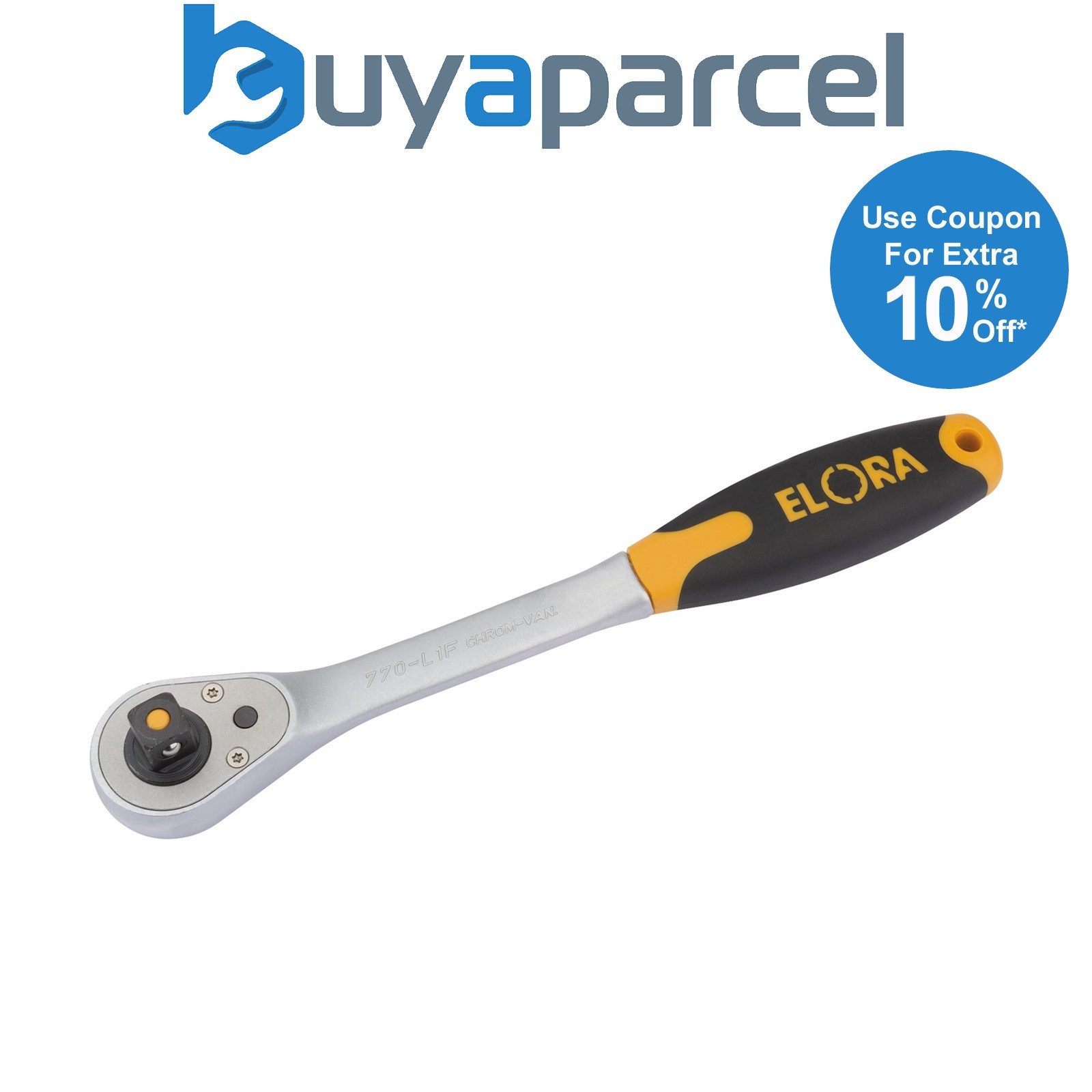 Draper 55536 Elora Quick Release Soft Grip Reversible Ratchet, 1/2" Sq. Dr., 270