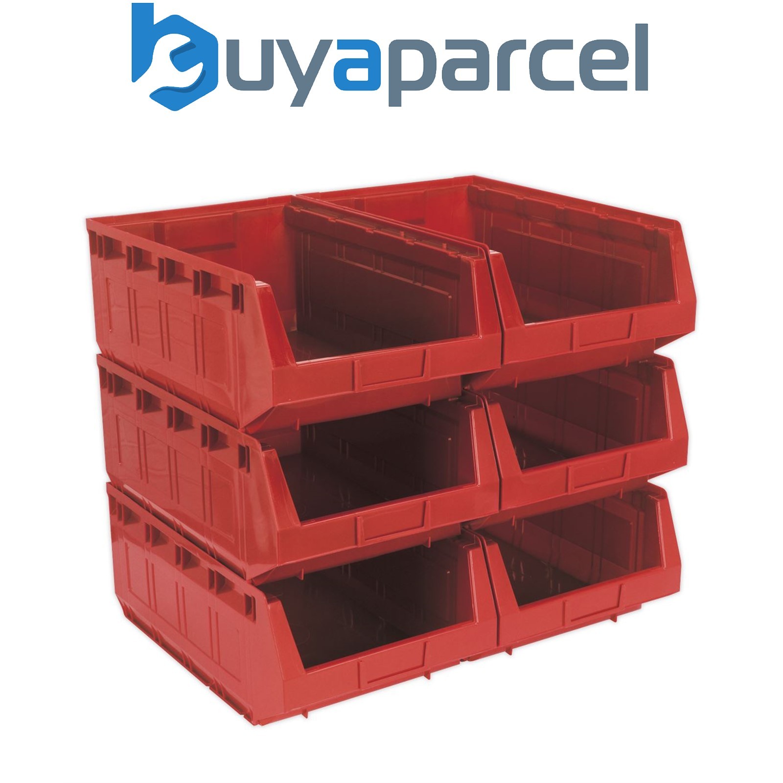 Sealey TPS56R Plastic Storage Bin 310 x 500 x 190mm, Red - Pack of 6